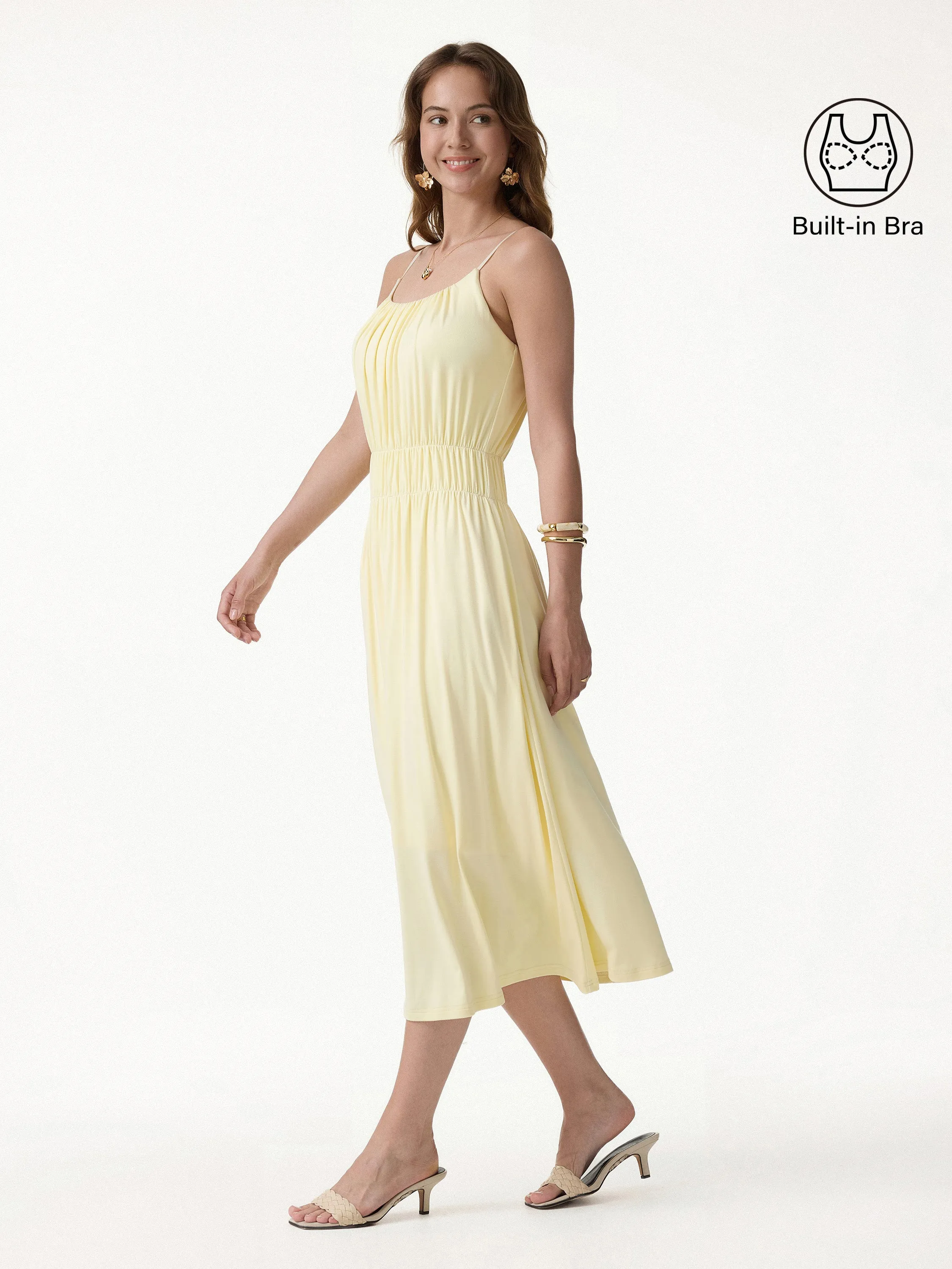 Gathered U-Neck Spaghetti Midi Bra Dress with Pockets sold by OGLmove product image thumbnail 2