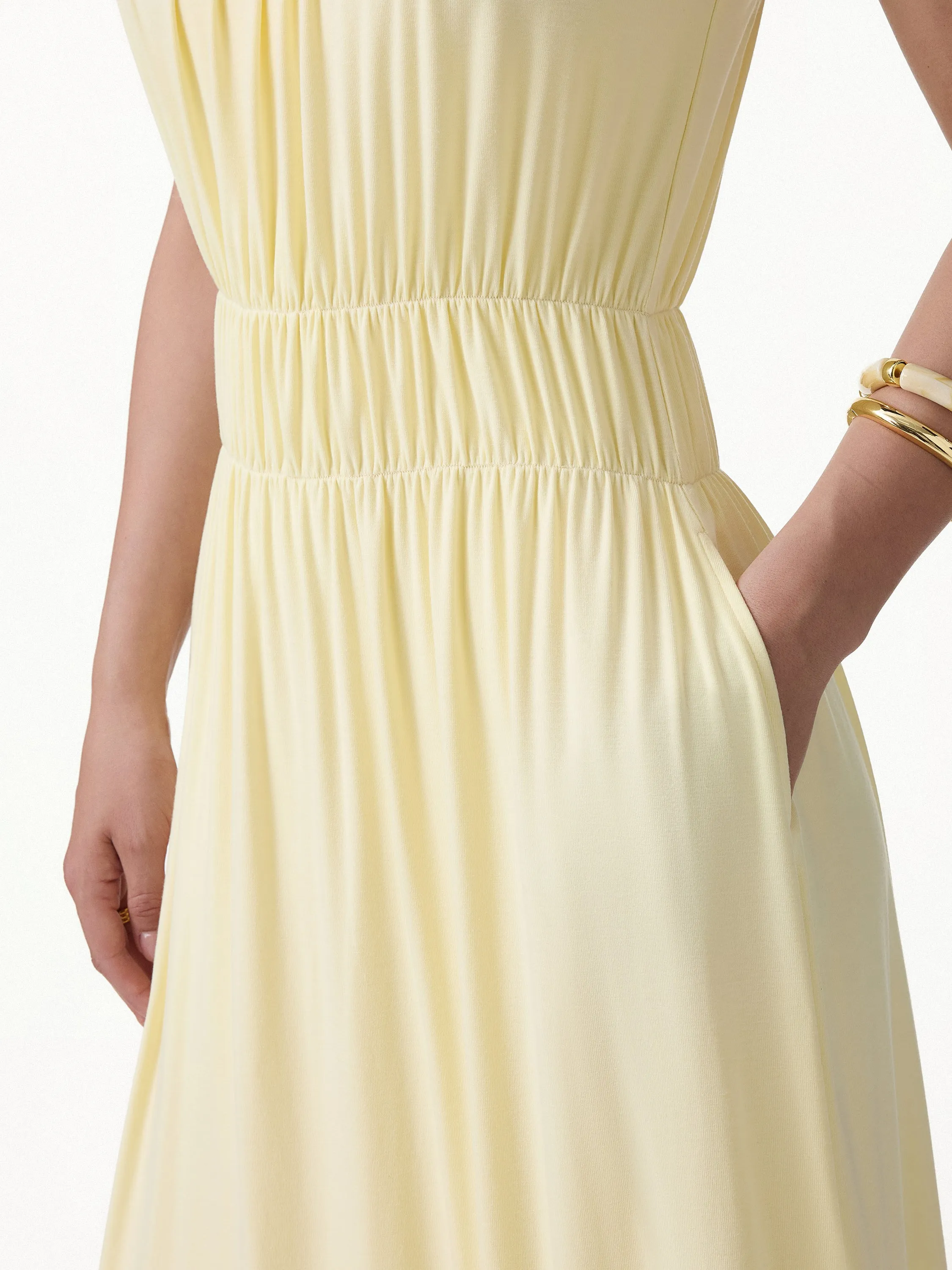 Gathered U-Neck Spaghetti Midi Bra Dress with Pockets sold by OGLmove product image thumbnail 5