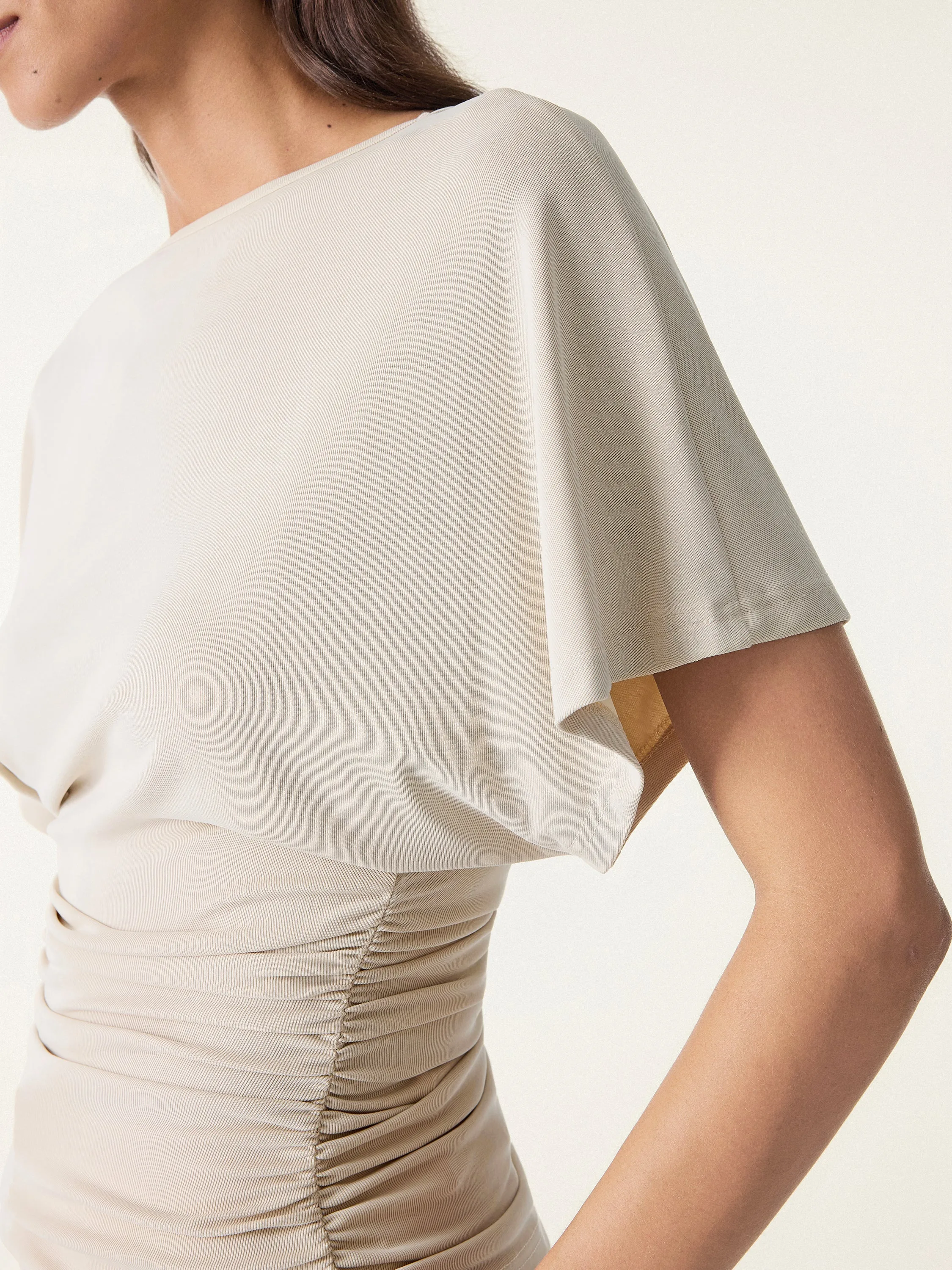 Boatneck Batwing Sleeve Side Ruched Top sold by OGLmove product image thumbnail 5