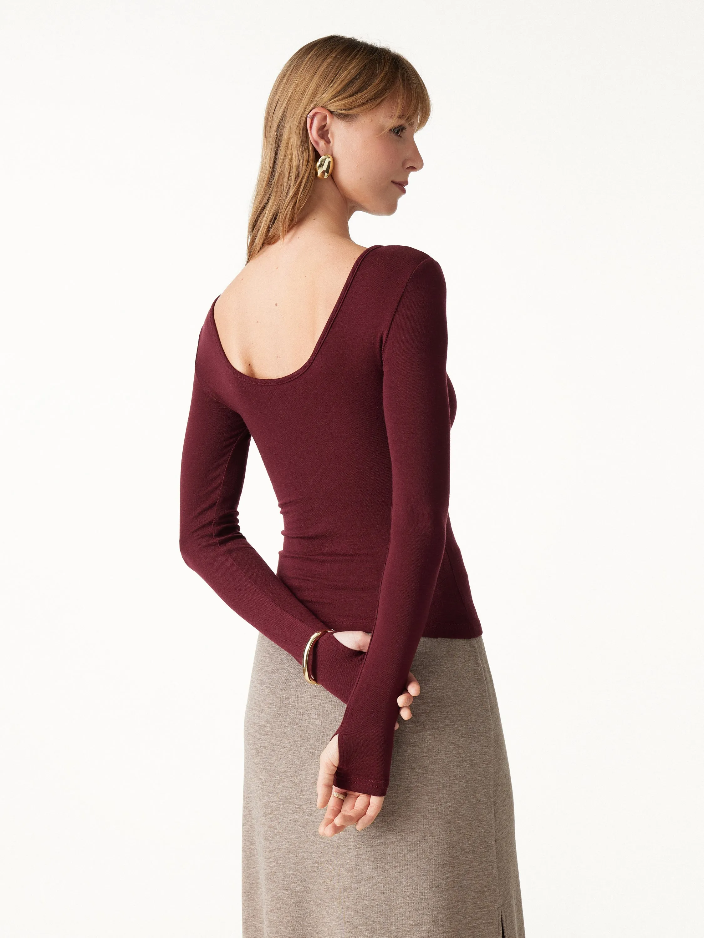 Lyocell-Wool Round Neck Long Sleeve Top sold by OGLmove product image thumbnail 4