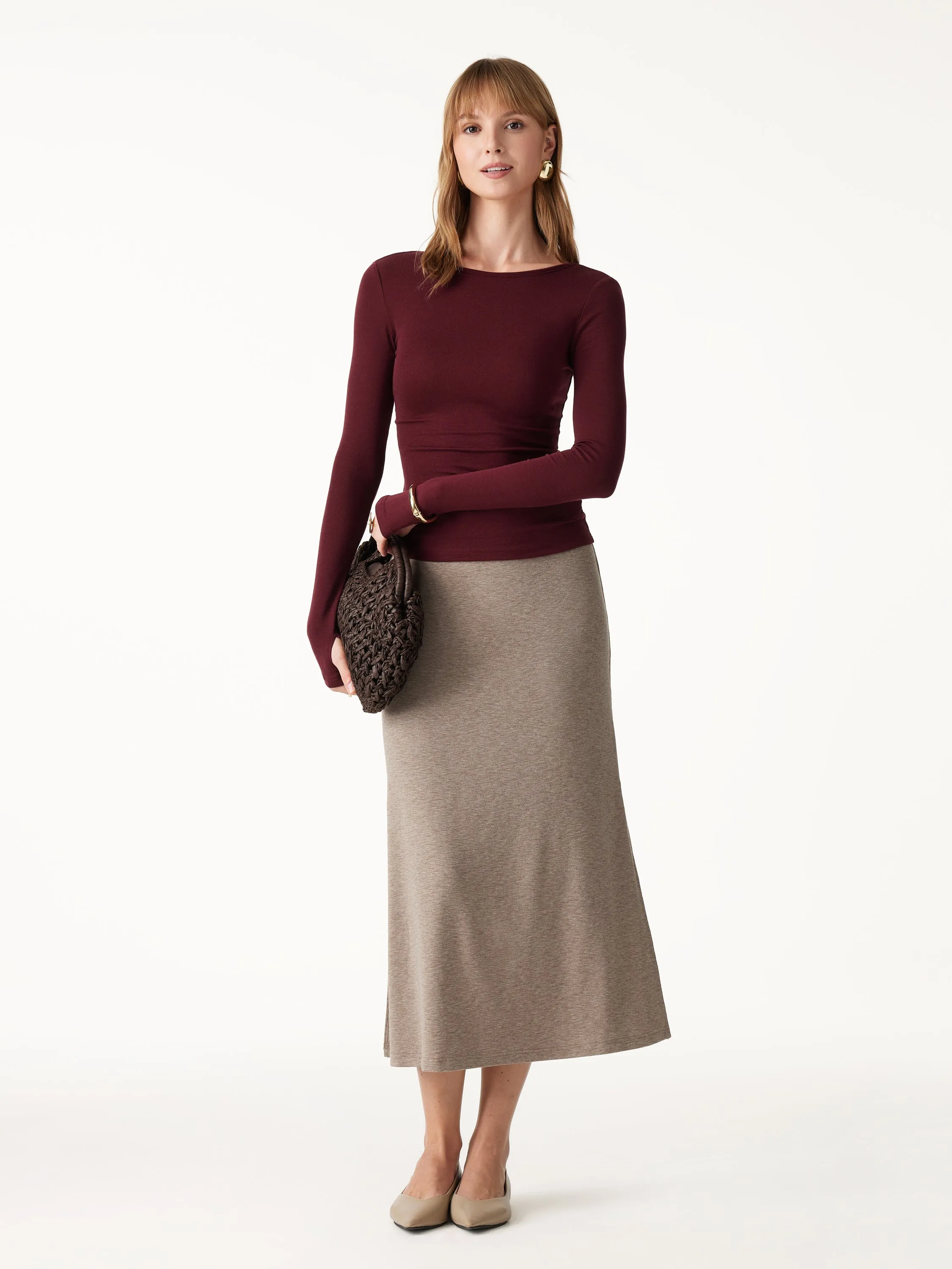 Lyocell-Wool Round Neck Long Sleeve Top sold by OGLmove product image thumbnail 2