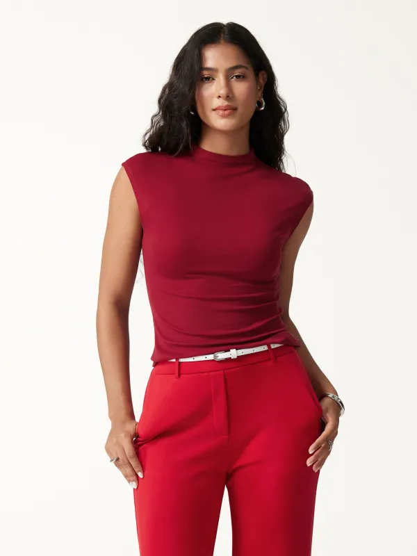 Lyocell-Wool Mock Neck Top made by OGLmove