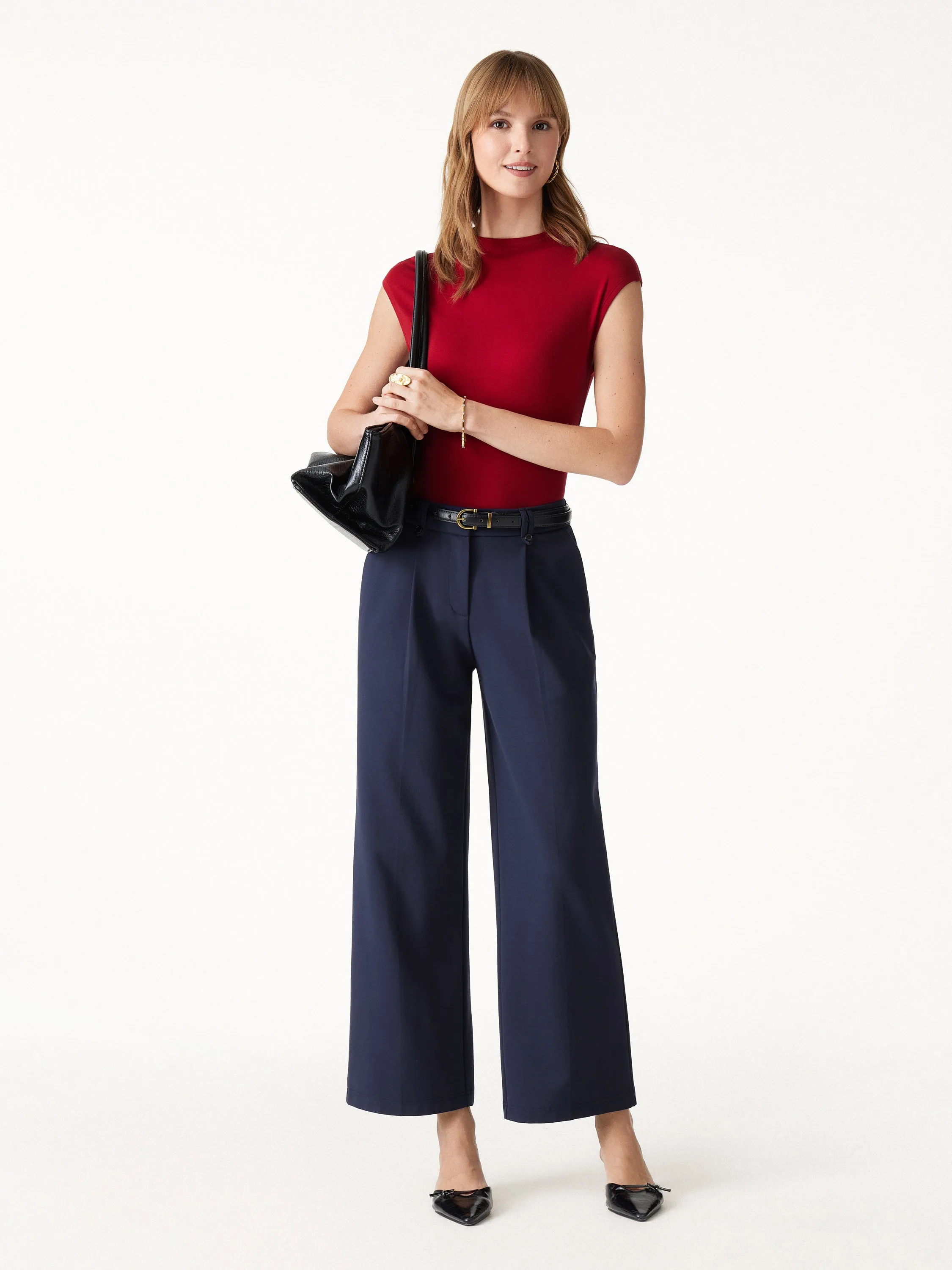 Ponte Low-Rise Straight Leg Ankled Pants with Pockets sold by OGLmove product image thumbnail 3