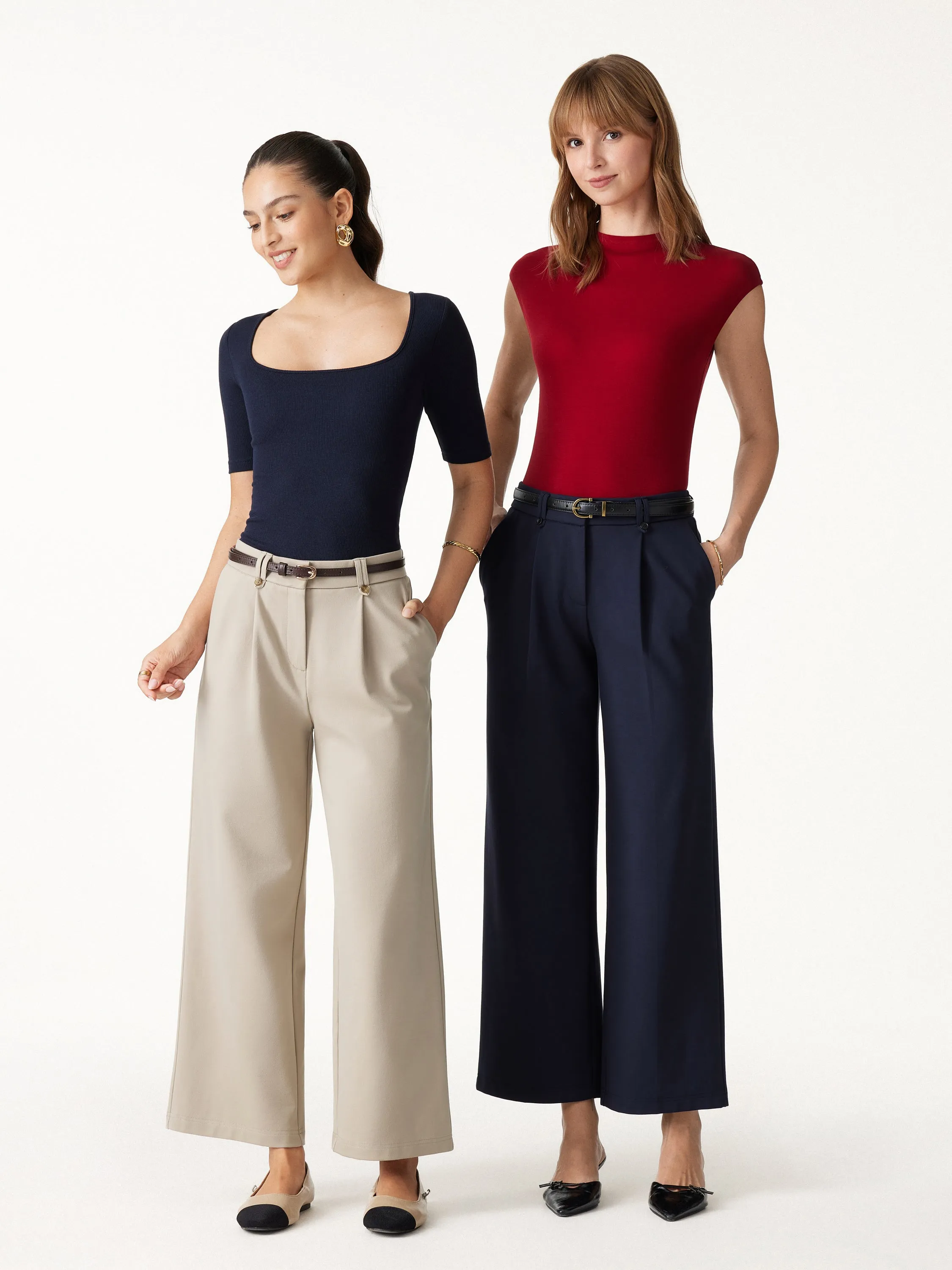 Ponte Low-Rise Straight Leg Ankled Pants with Pockets sold by OGLmove product image thumbnail 2