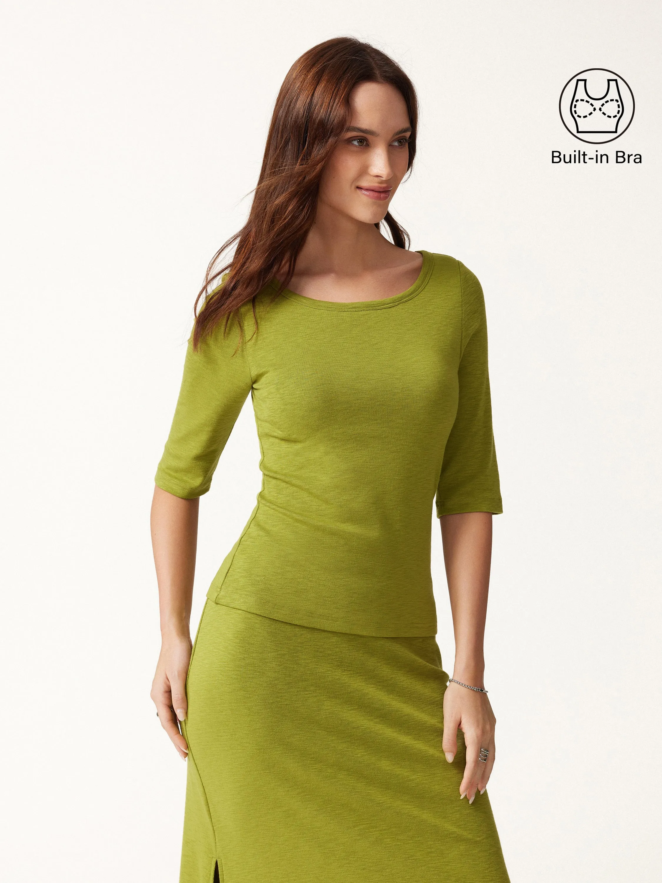 Eco-Mousse® Round Neck Elbow Sleeve Bra Top sold by OGLmove product image thumbnail 3