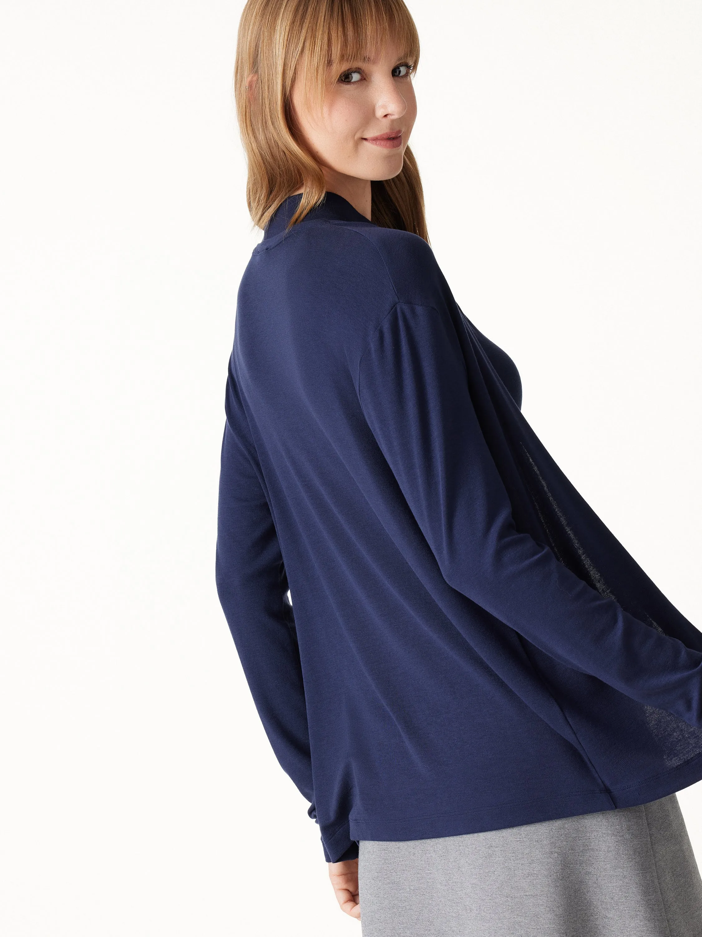 Premium Lyocell-Wool Open-Front Long Sleeve Cardigan sold by OGLmove product image thumbnail 4