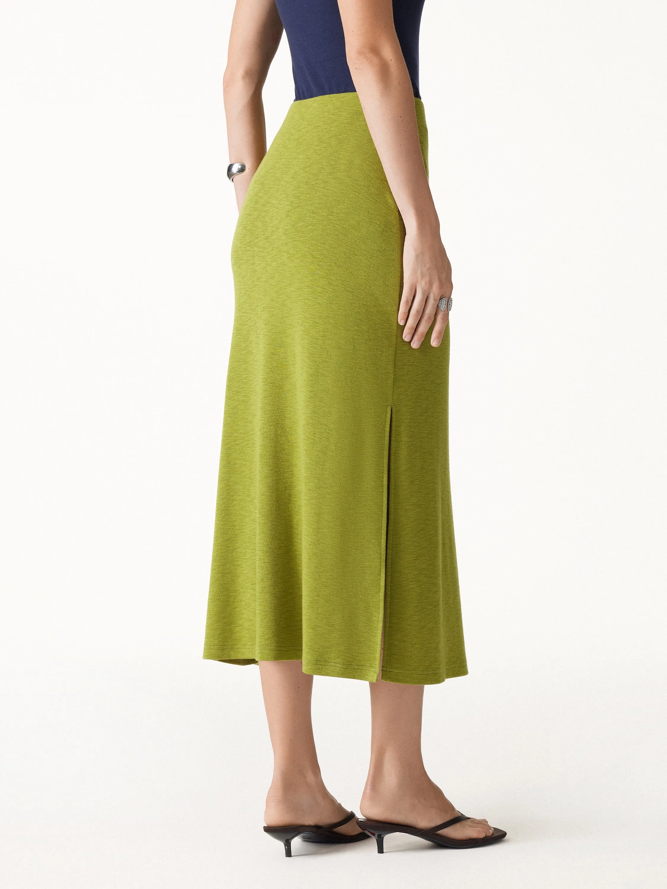 Eco-Mousse® Side-Slit A-Line Midi Skirt sold by OGLmove product image thumbnail 4