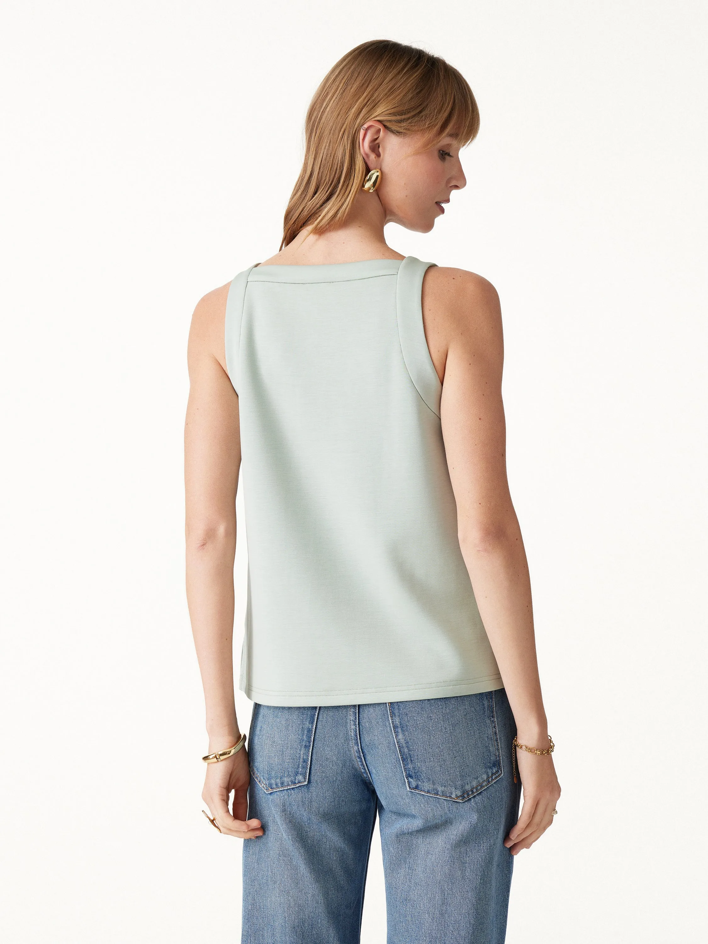 Lyocell Spacer Knit Square Neck Side-Slit Top sold by OGLmove product image thumbnail 4