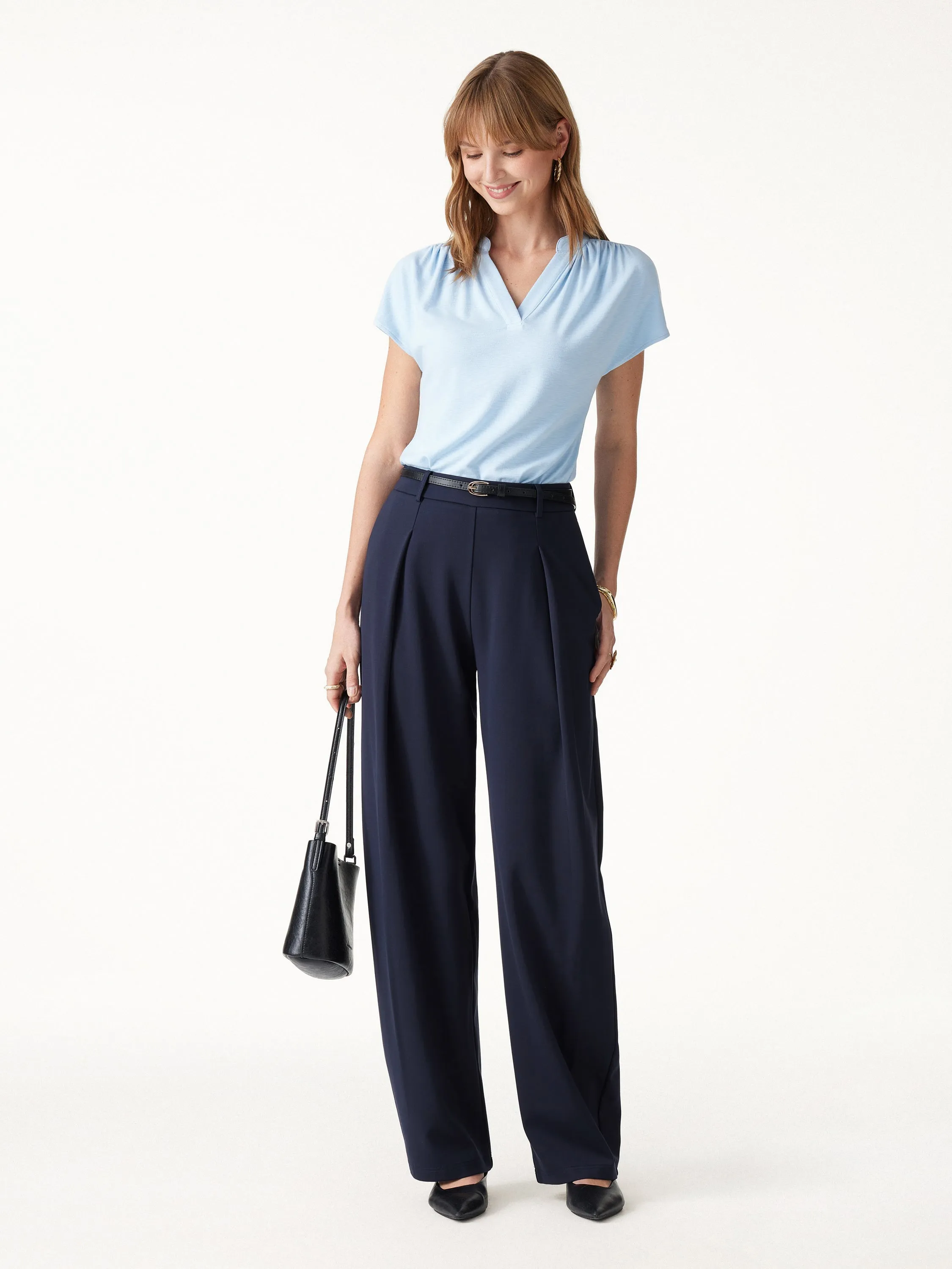 Ponte High-Rise Barrel Pants with Pockets sold by OGLmove