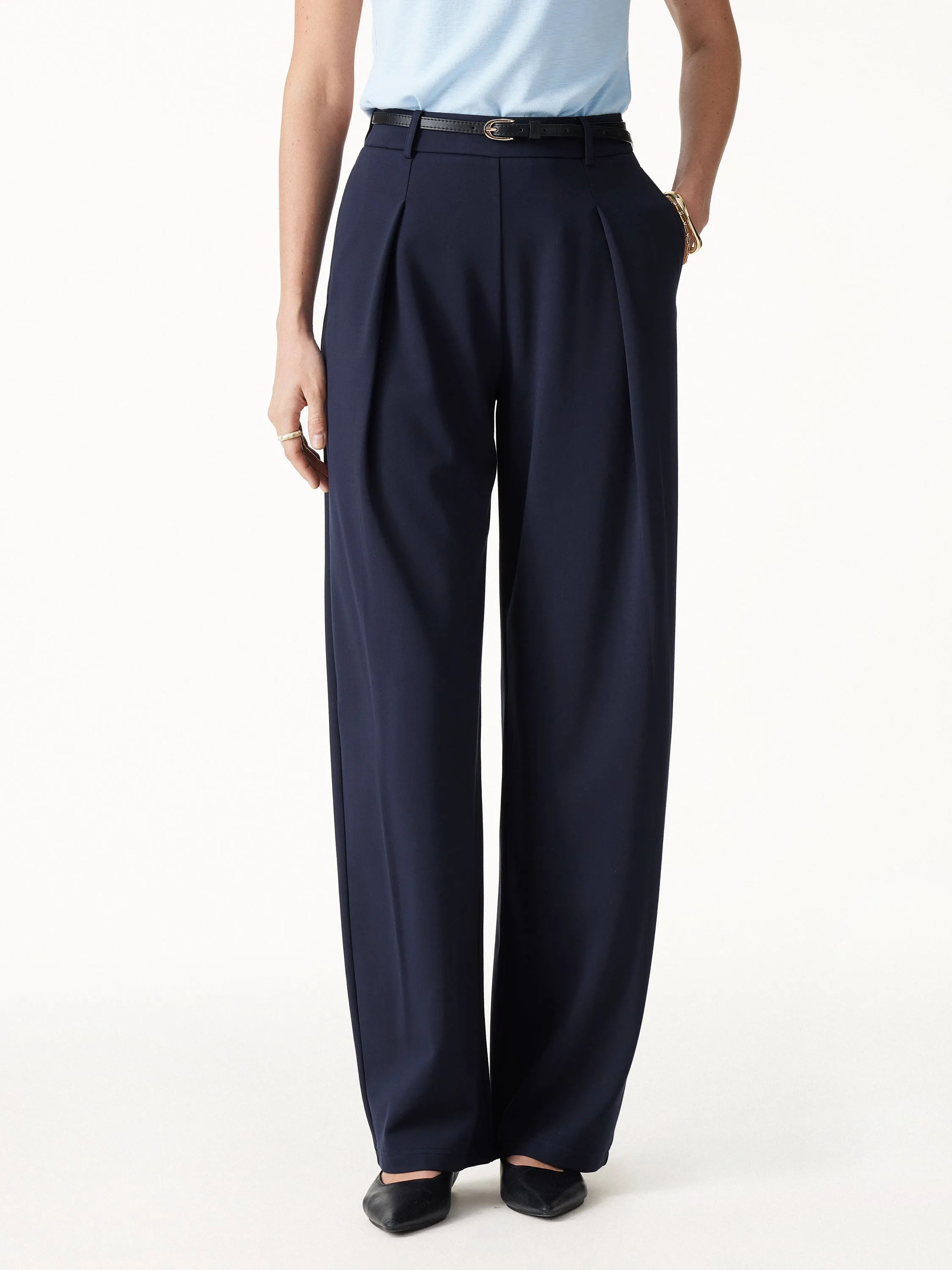 Ponte High-Rise Barrel Pants with Pockets sold by OGLmove product image thumbnail 3