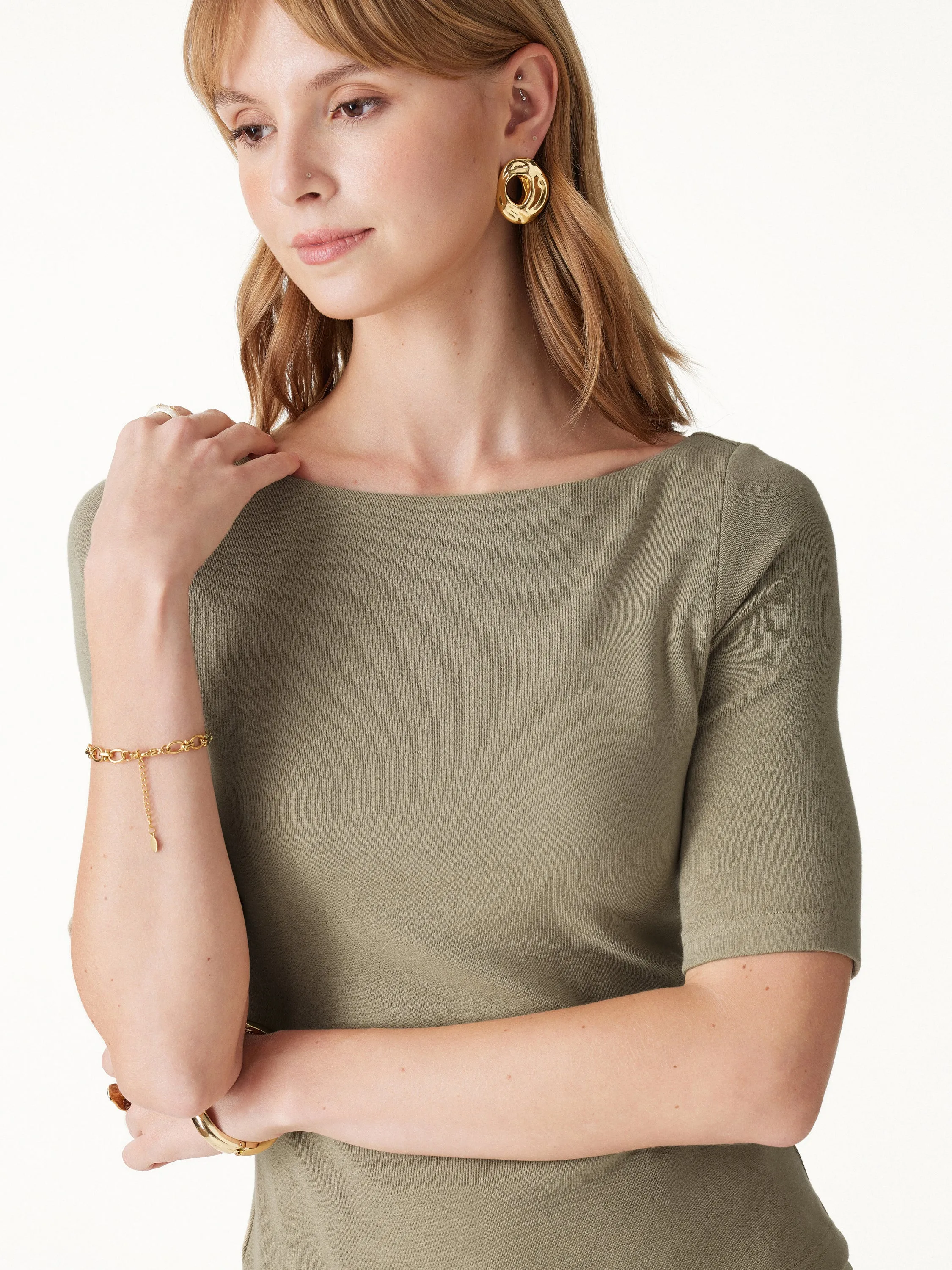 Eco-Mousse® Boatneck Elbow Sleeve Bra Top sold by OGLmove product image thumbnail 5