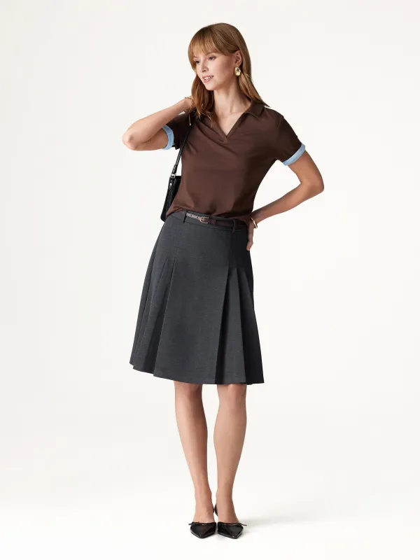Ponte High-Rise Tucked Knee-Length Skirt made by OGLmove