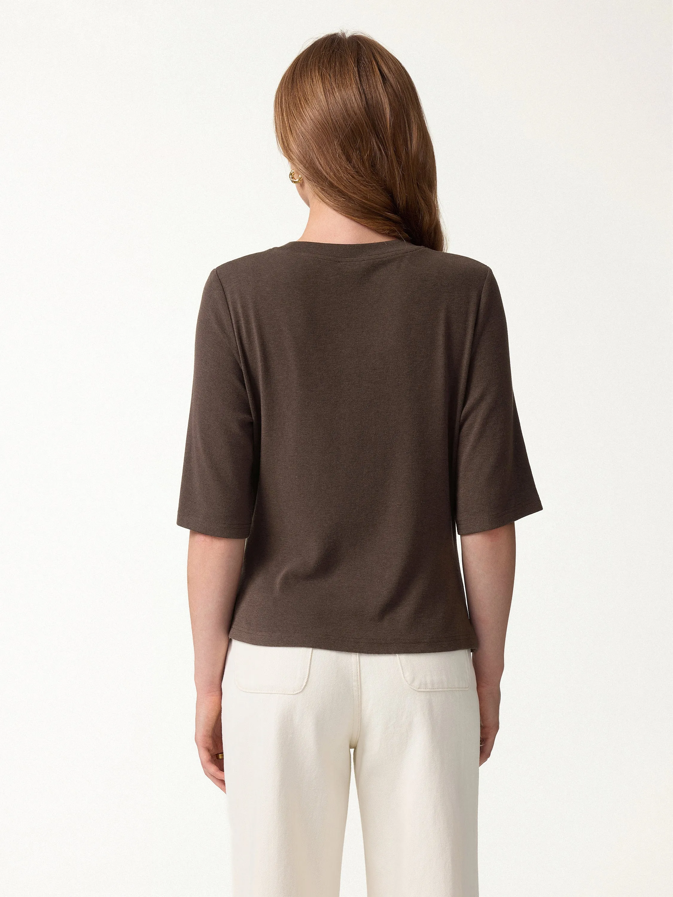 Eco-Mousse® Round Neck Elbow Sleeve Top sold by OGLmove product image thumbnail 4