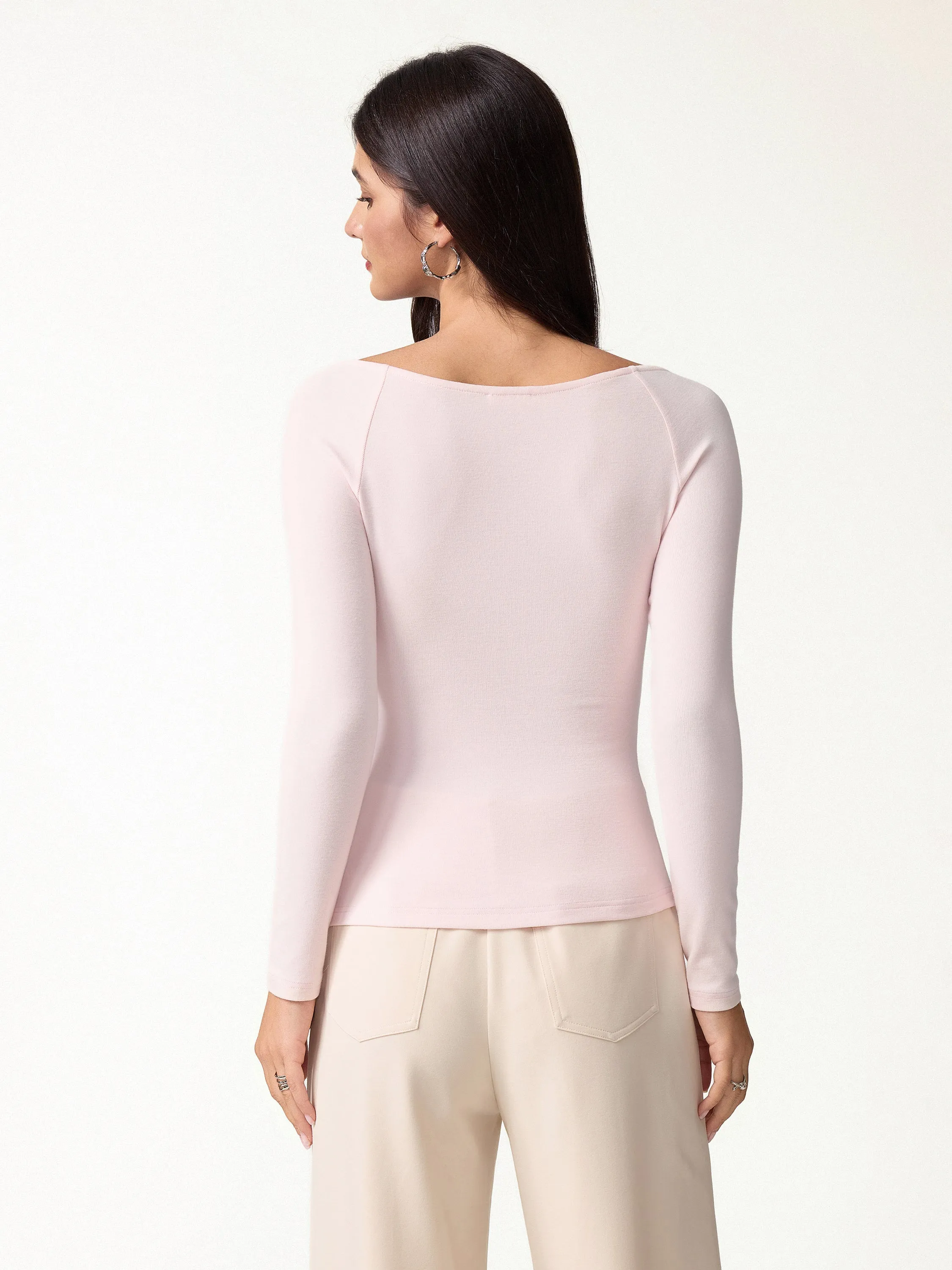 2Pcs Set LiteWarm Surplice Long Sleeve Ruched Top & A-Line Midi Skirt sold by OGLmove product image thumbnail 5