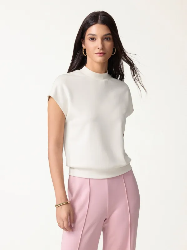 Modal Spacer Knit Mock Neck Cap Sleeve Banded Hem Top made by OGLmove