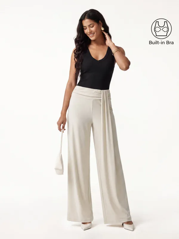 2Pcs Set V-neck Bra Tank & Mid-Rise Wide-Leg Lounge Pants made by OGLmove