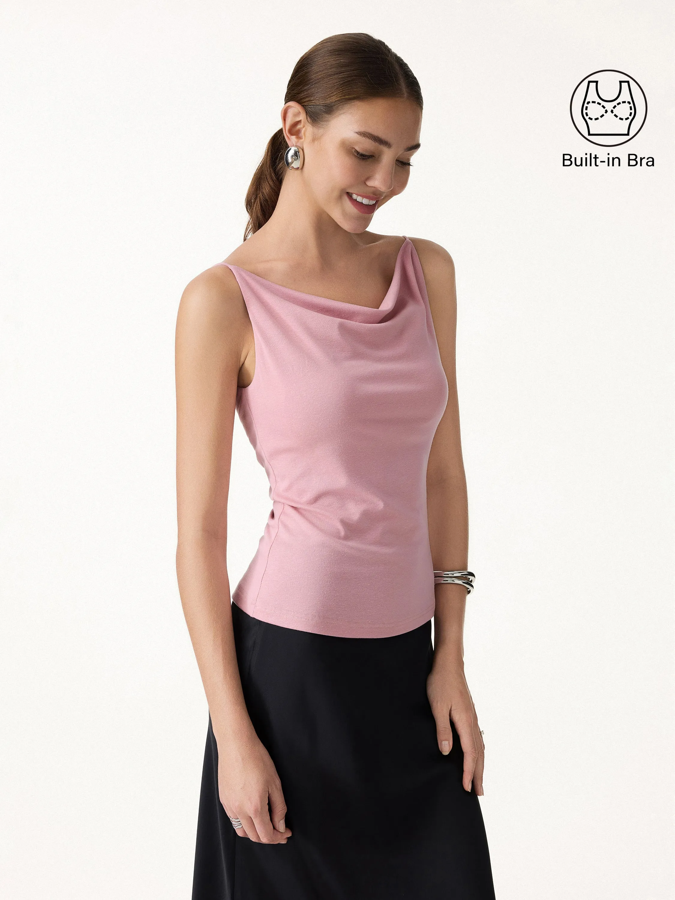 2Pcs Set Cowl Neck Bra Tank & Mid Rise Wide Leg Pant with Pockets sold by OGLmove product image thumbnail 4