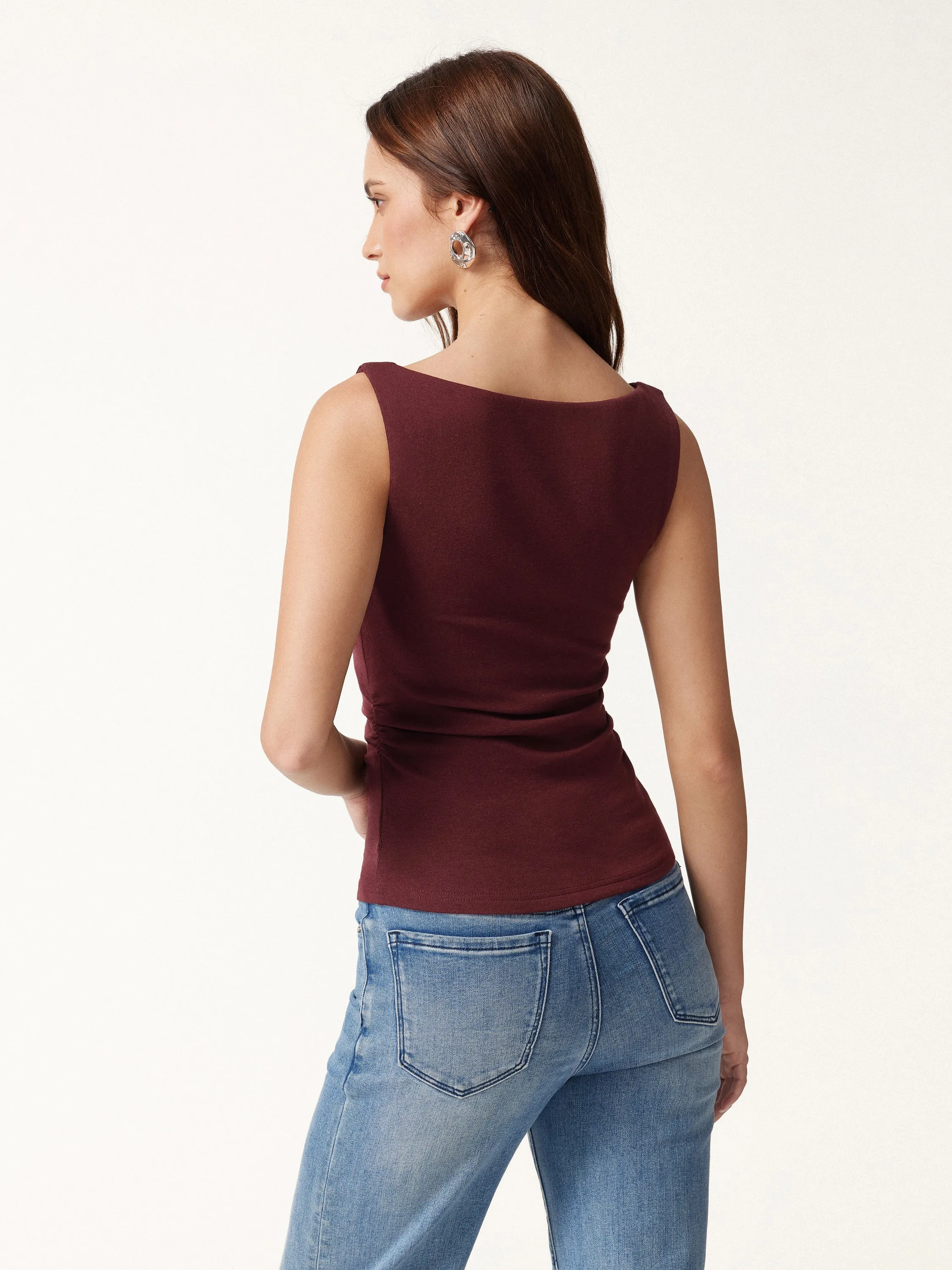 2Pcs Set Boat-Neck Tank Top & Slimming High Rise Wide Leg Pant sold by OGLmove product image thumbnail 4