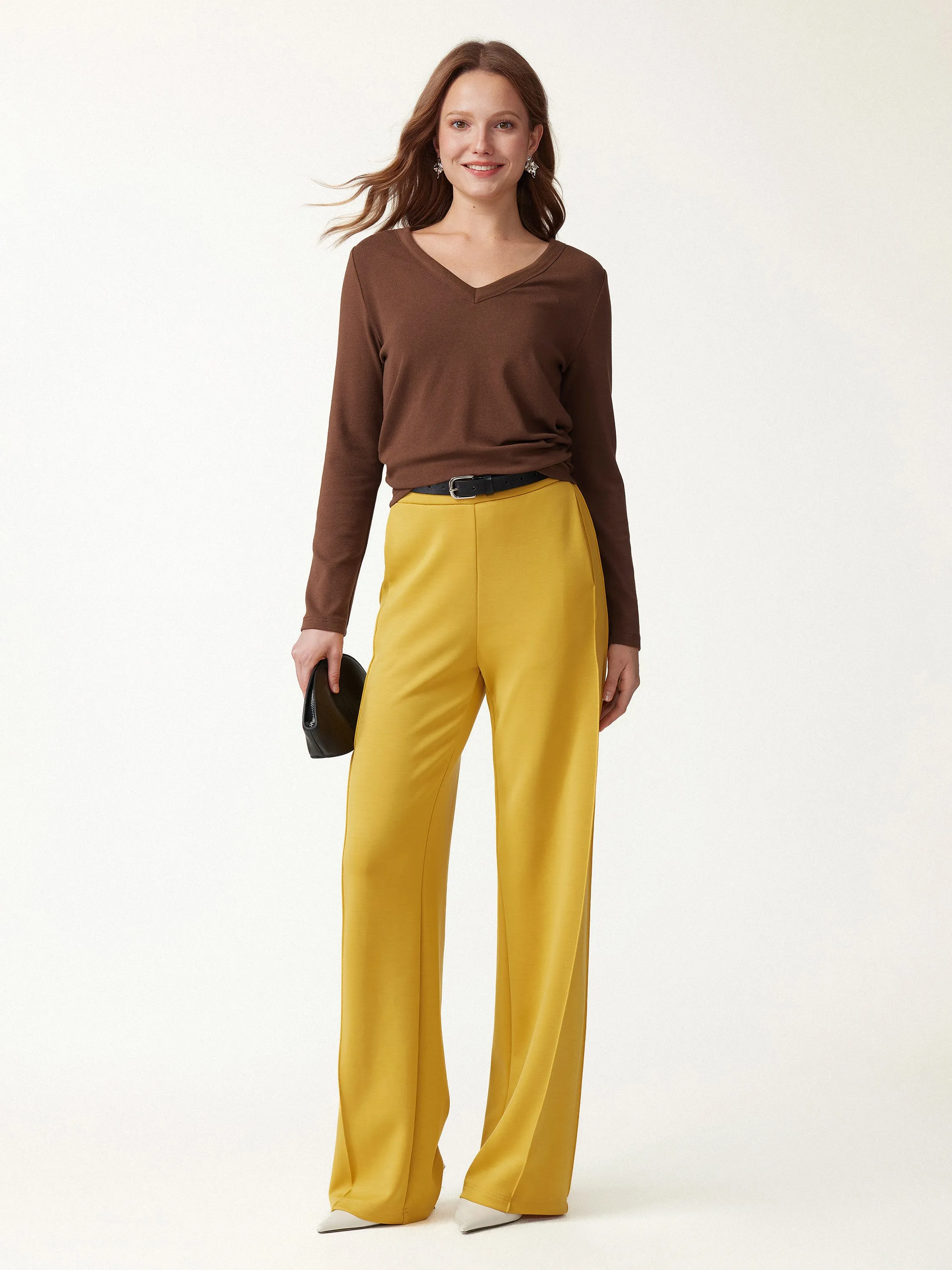 V-Neck Long Sleeve Banded Hem Top sold by OGLmove product image thumbnail 2