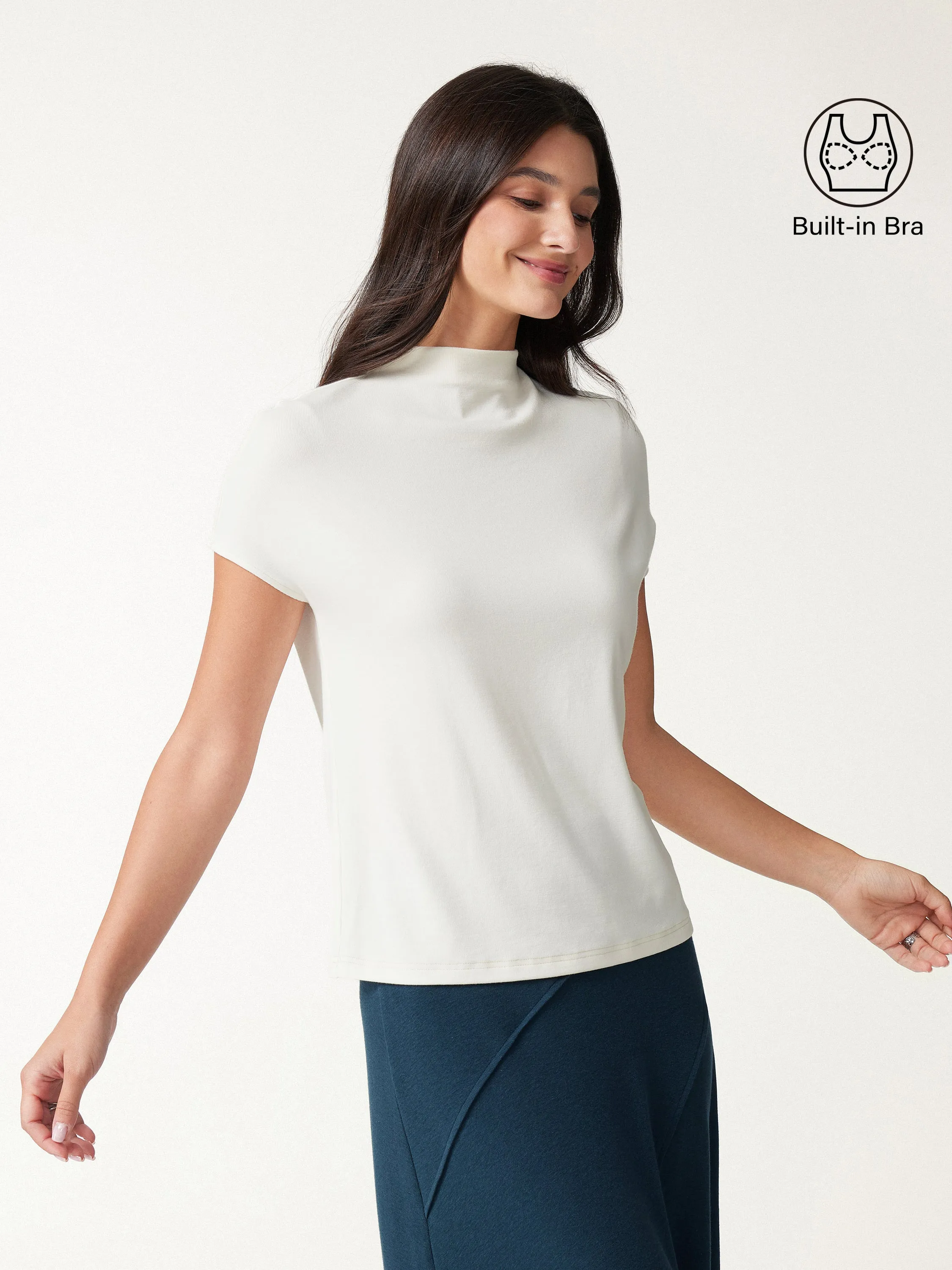 Mock Neck Short Sleeve Bra Top sold by OGLmove