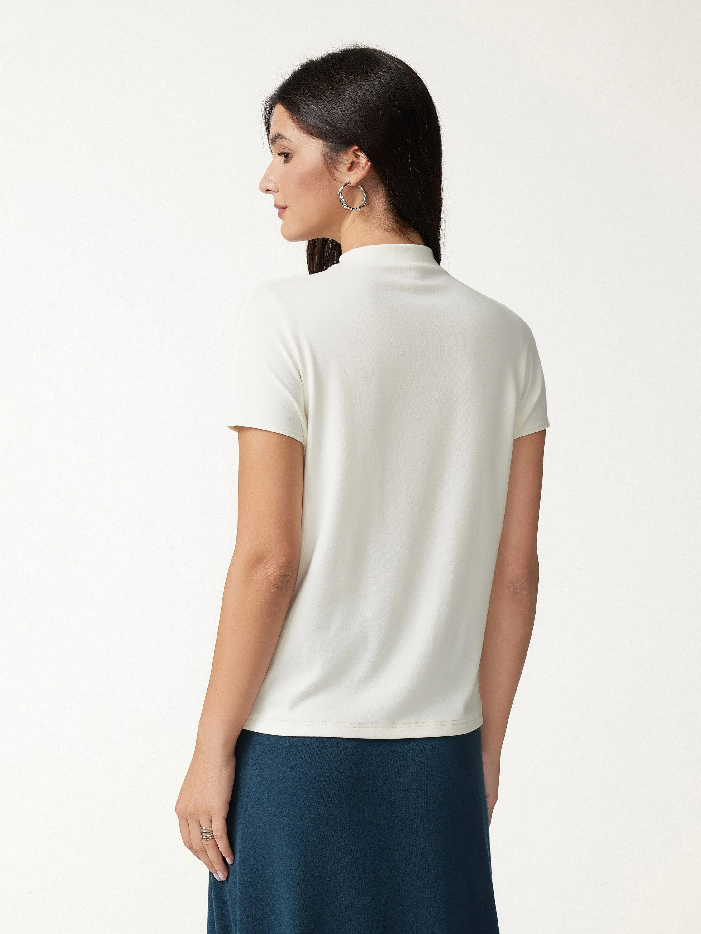 Mock Neck Short Sleeve Bra Top sold by OGLmove product image thumbnail 4