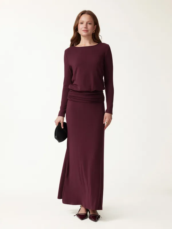 2Pcs Set LiteWarm Boatneck Top & High-Rise A-Line Maxi Skirt made by OGLmove