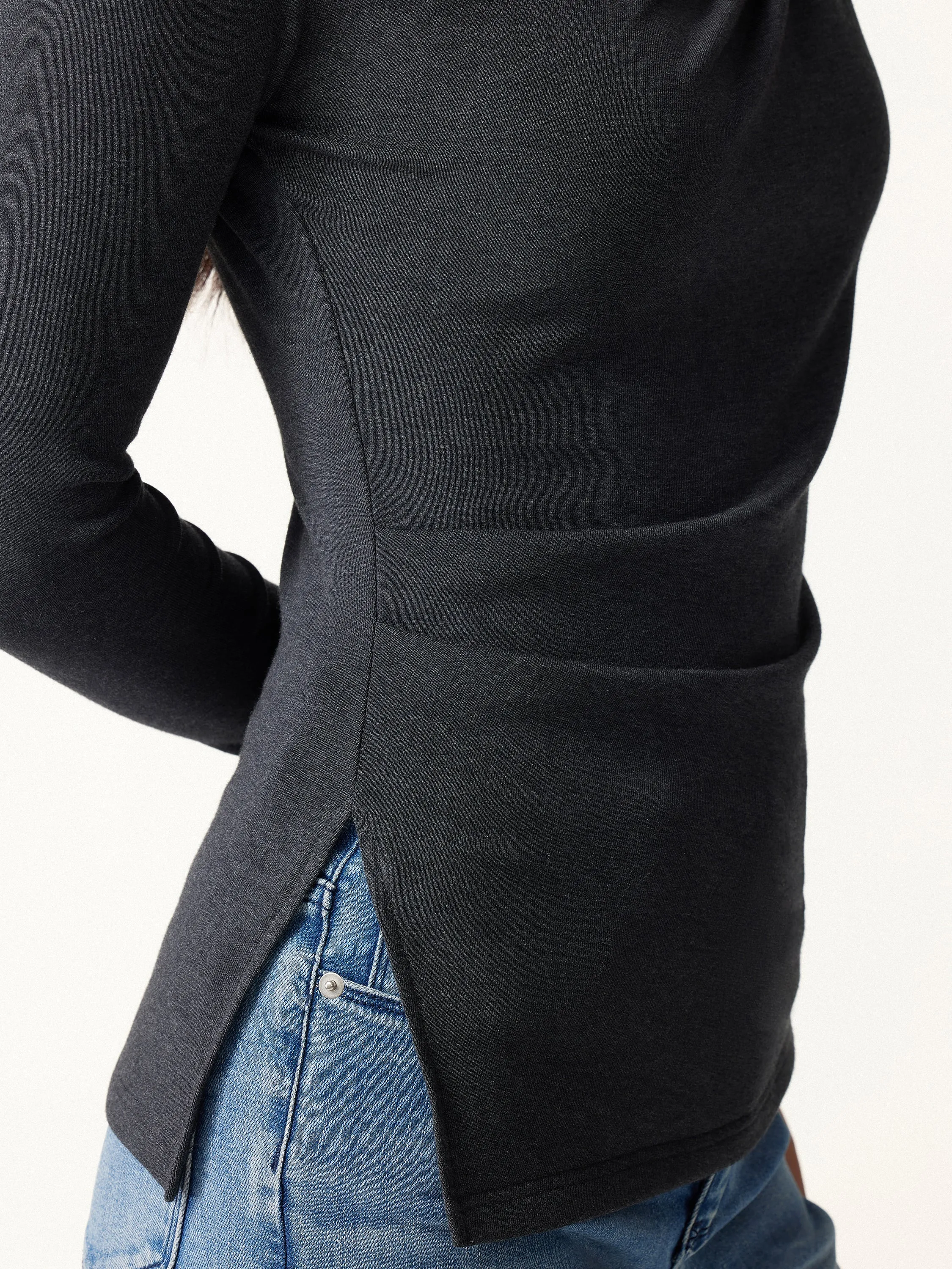 Eco-Mousse® Asymmetrical Neck Long Sleeve Tucked-Waist Top sold by OGLmove product image thumbnail 5