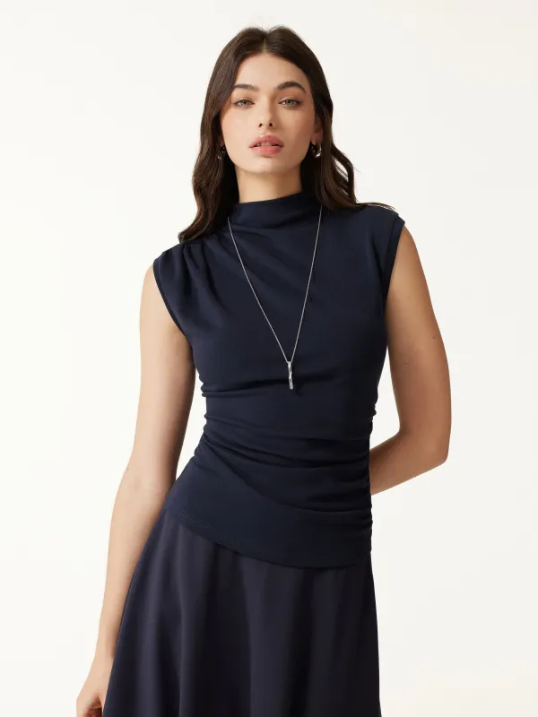 Mock Neck Sleeveless Ruched Top made by OGLmove