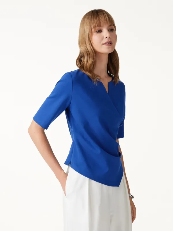 Ponte Surplice Elbow Sleeve Asymmetrical Hem Top made by OGLmove