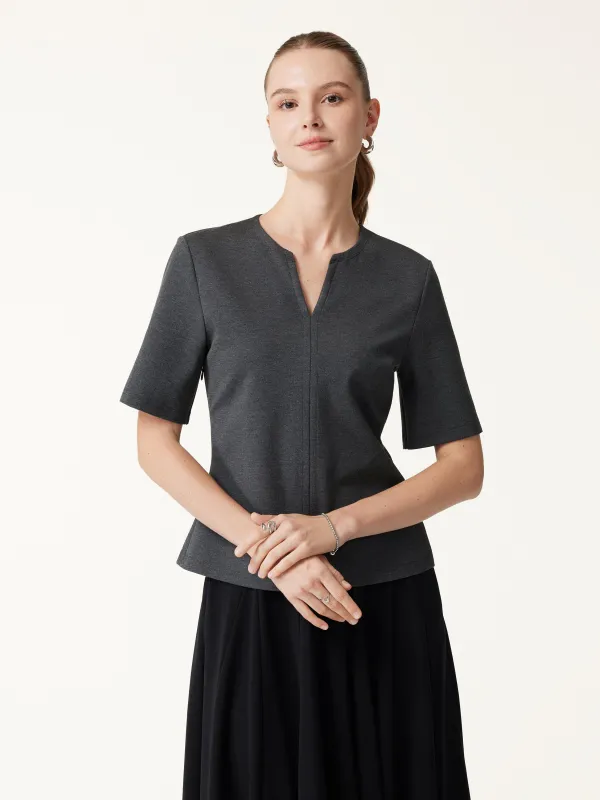 Ponte V-Neck Short Sleeve Top made by OGLmove