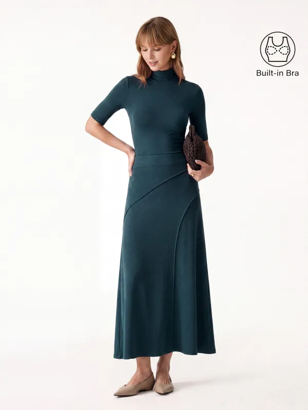 2Pcs Set Turtleneck Bra Top & Drapey A-Line Maxi Skirt made by OGLmove