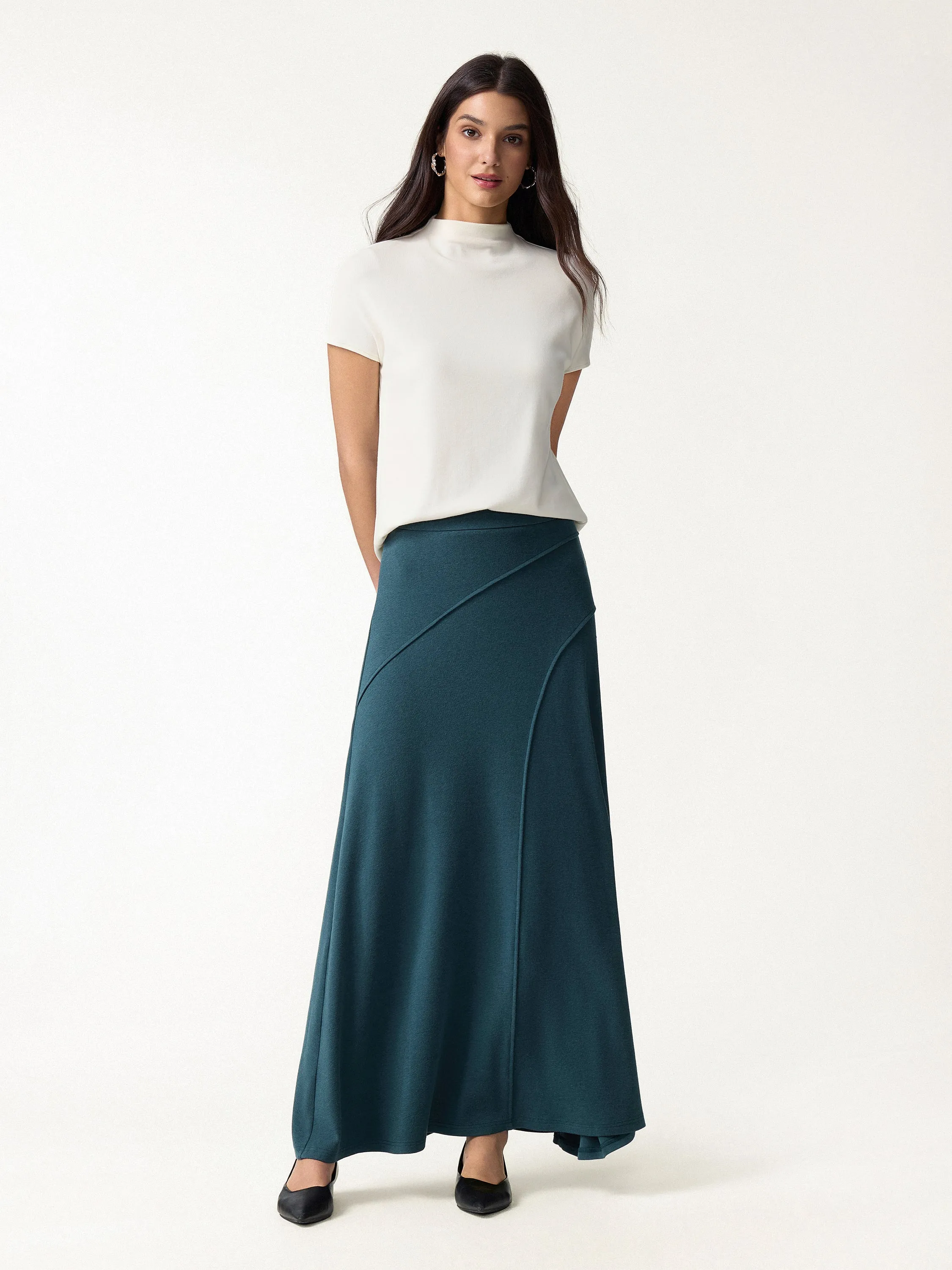 2Pcs Set Turtleneck Bra Top & Drapey A-Line Maxi Skirt sold by OGLmove product image thumbnail 5
