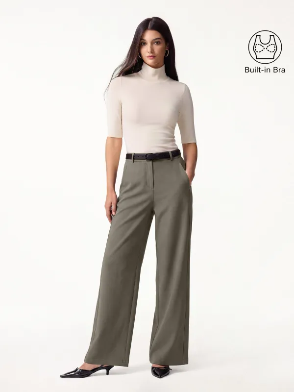 2Pcs Set Turtleneck Bra Tops & High Rise Wide Leg Pant made by OGLmove