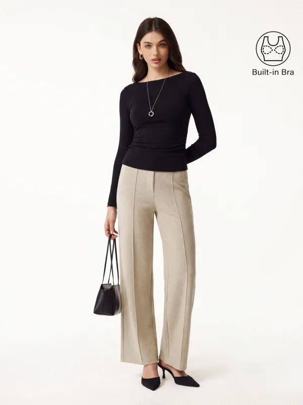2Pcs Set Boatneck Bra Top & High Waisted Straigh Leg Pant made by OGLmove