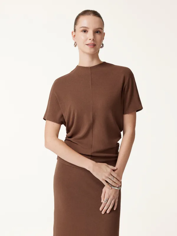 Mock Neck Cap Sleeve Seamed Top made by OGLmove
