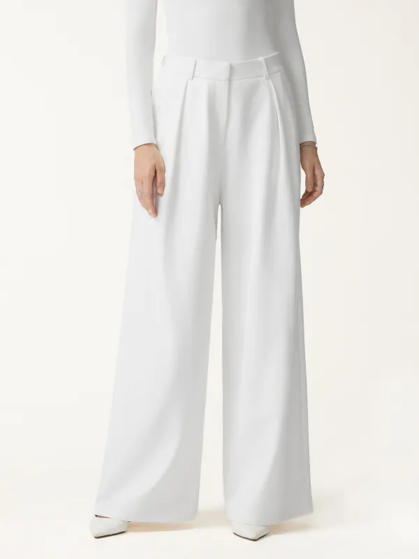Not-See-Thru High-Rise Wide-Leg Pants with Pockets made by OGLmove