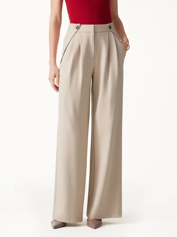 Ponte High-Rise Wide-Leg Gusset Pants with Pockets made by OGLmove