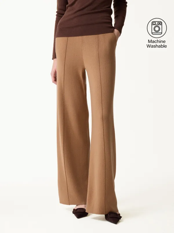 Merino Blend High-Rise Pintuck Wide-Leg Pants with Pockets made by OGLmove