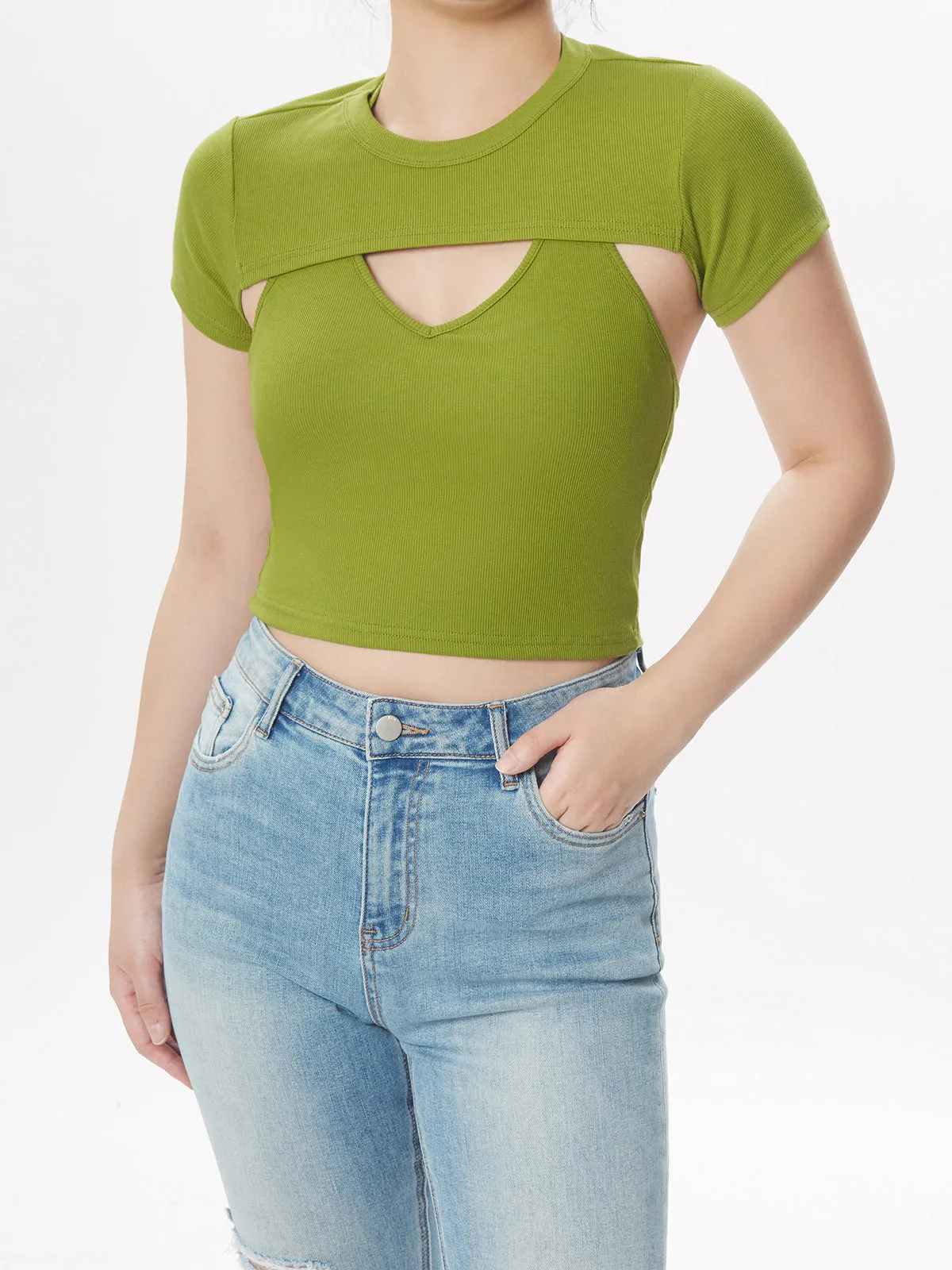 Plantive™ Crew-Neck Short Sleeve Shrug sold by ogl move product image thumbnail 2