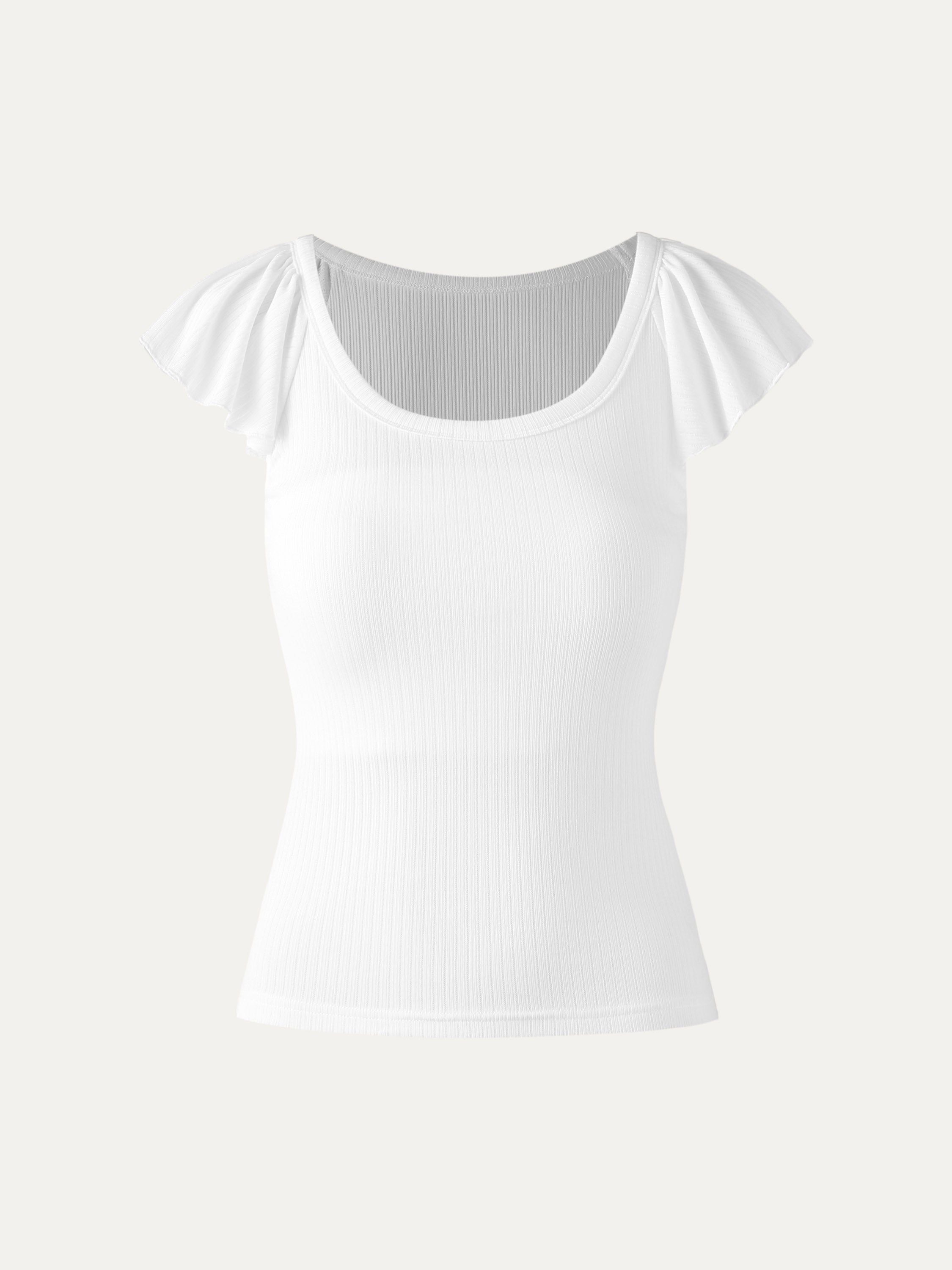 Lace Rib 2-In-1 Ruffle Sleeve Top sold by ogl move