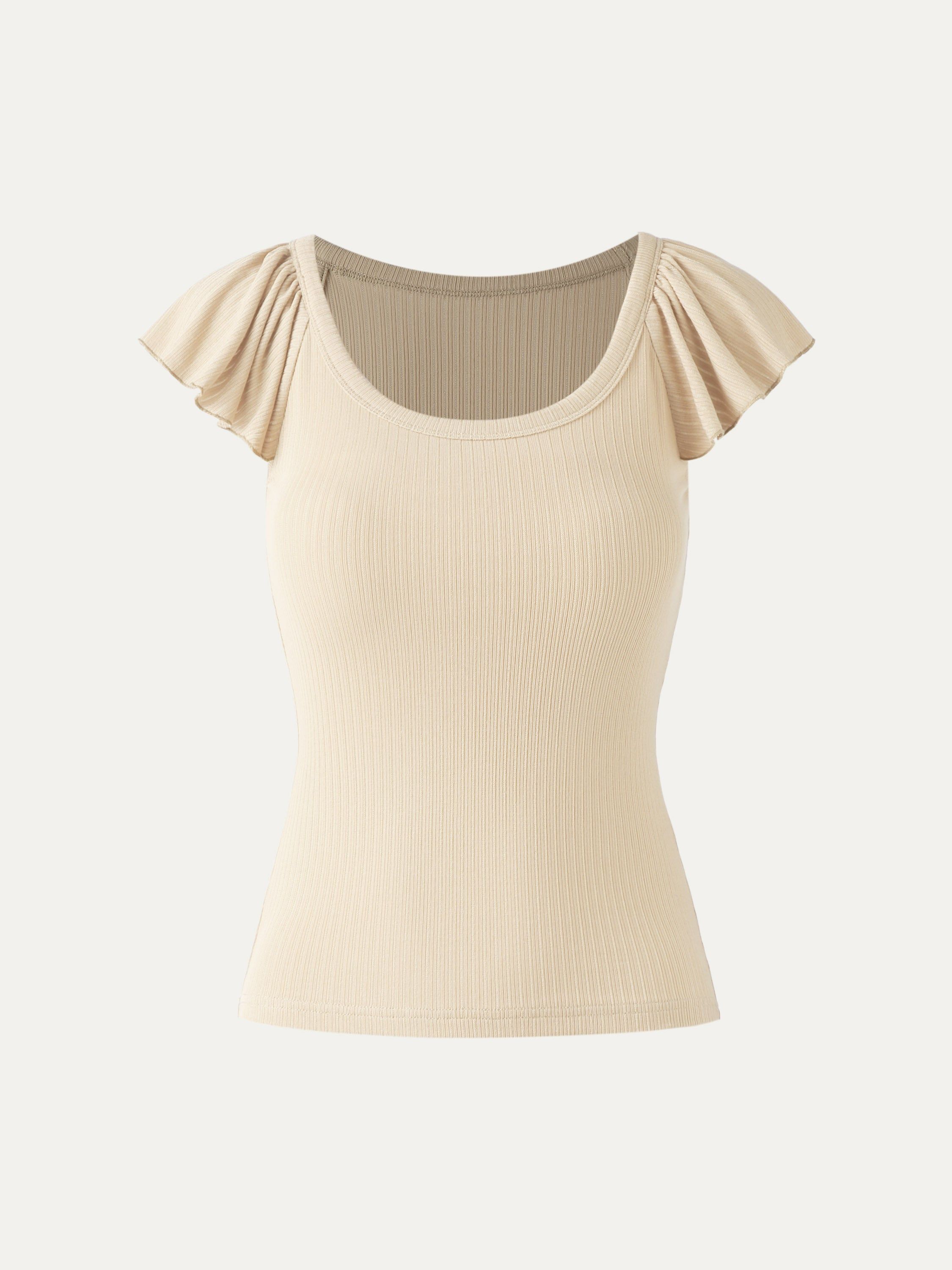 Lace Rib 2-In-1 Ruffle Sleeve Top sold by ogl move product image thumbnail 4