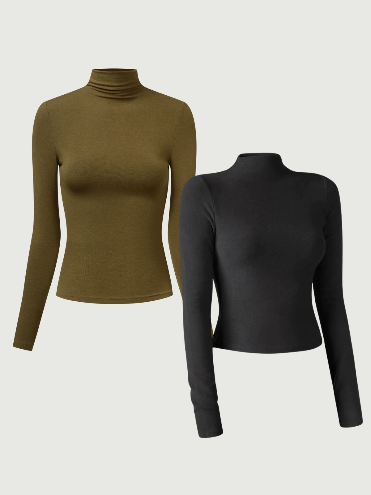 Everyday Mockneck Top & Thermal Brushed Mock Neck Crop Top 2Pcs Set sold by ogl move product image thumbnail 4