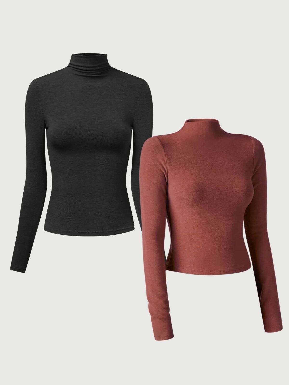 Everyday Mockneck Top & Thermal Brushed Mock Neck Crop Top 2Pcs Set sold by ogl move product image thumbnail 5