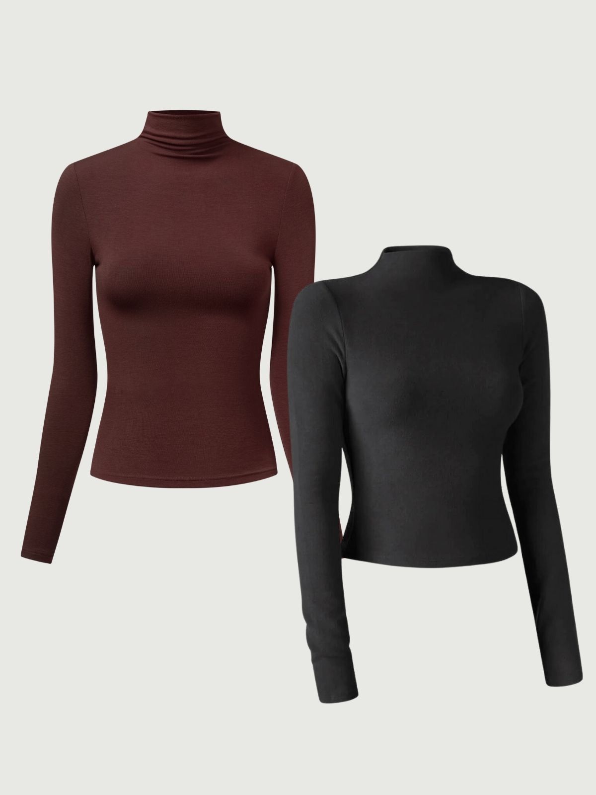 Everyday Mockneck Top & Thermal Brushed Mock Neck Crop Top 2Pcs Set sold by ogl move