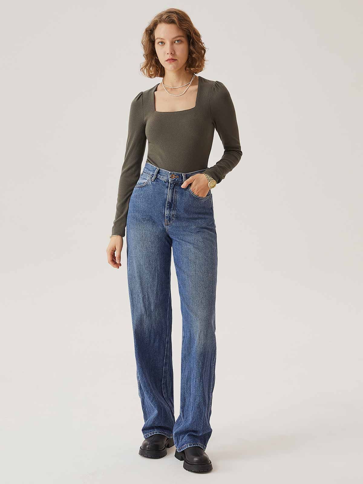 Eco-Mousse® Squareneck Puff Sleeve Tuckable Brami Top sold by ogl move product image thumbnail 3