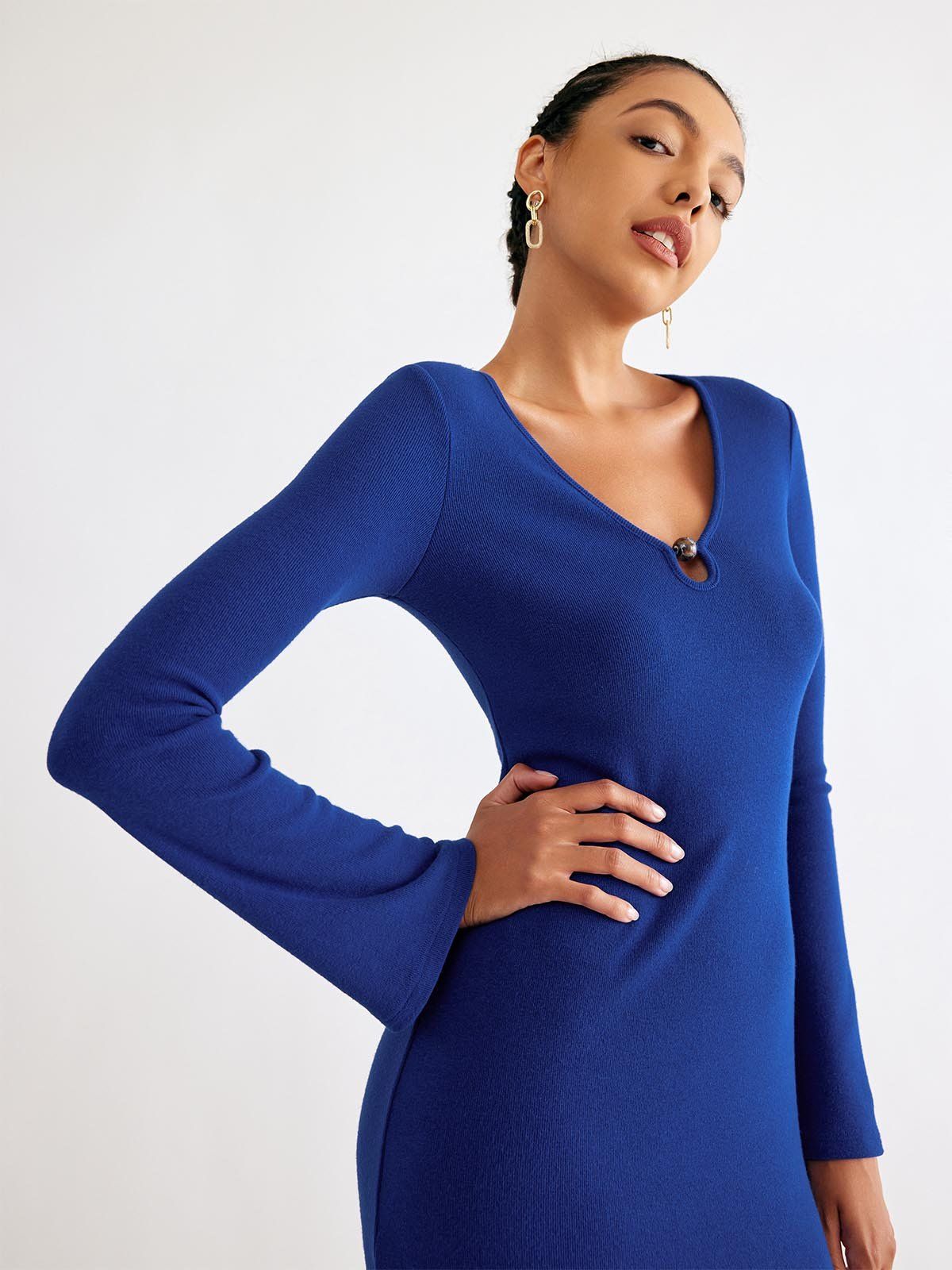 Beaded V-Neck Long Sleeve Mini dress sold by ogl move product image thumbnail 3