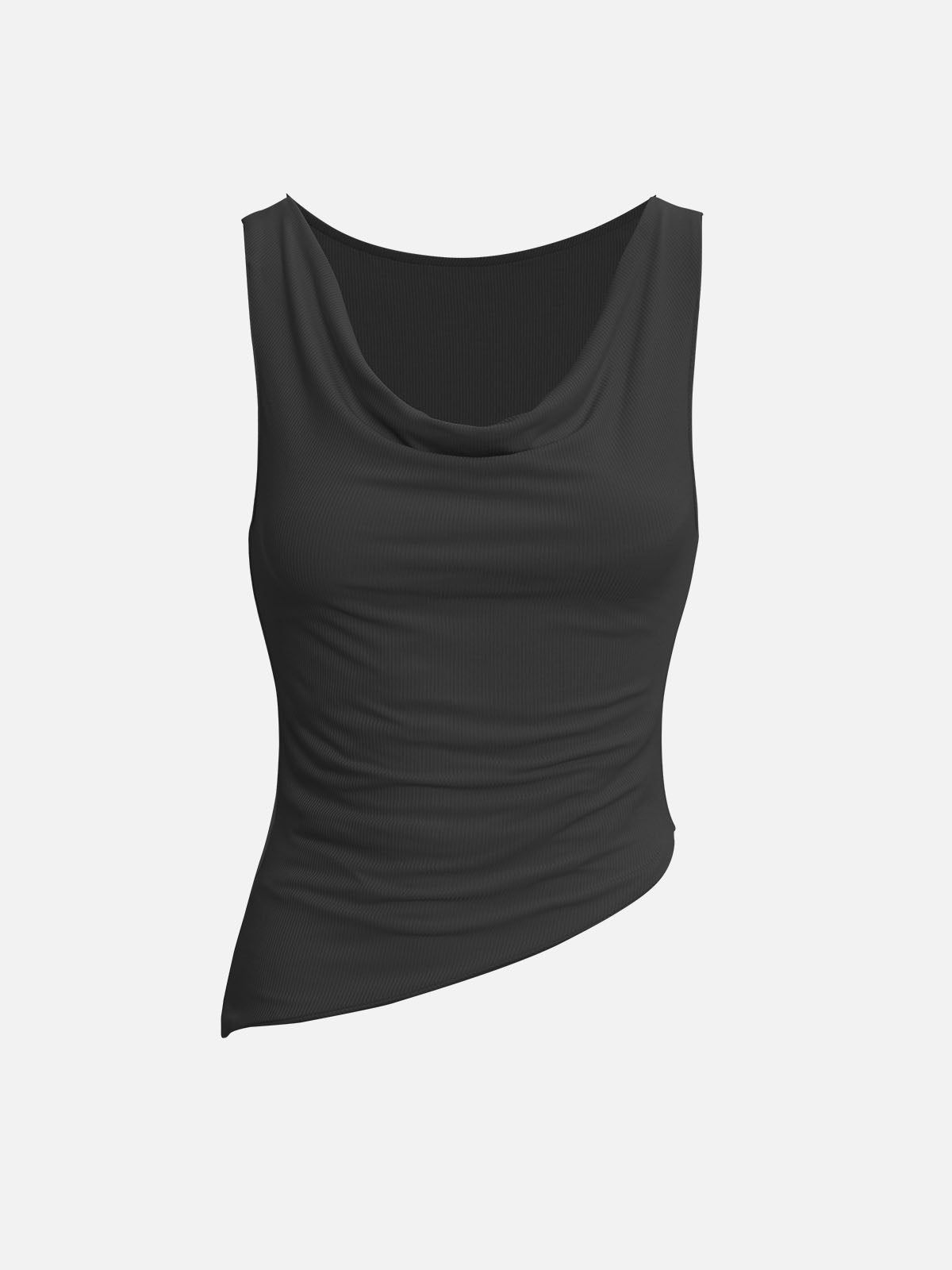 Eco-SkinKiss® Rib Cowl Collar Asymmetrical Hem Tank sold by ogl move product image thumbnail 2