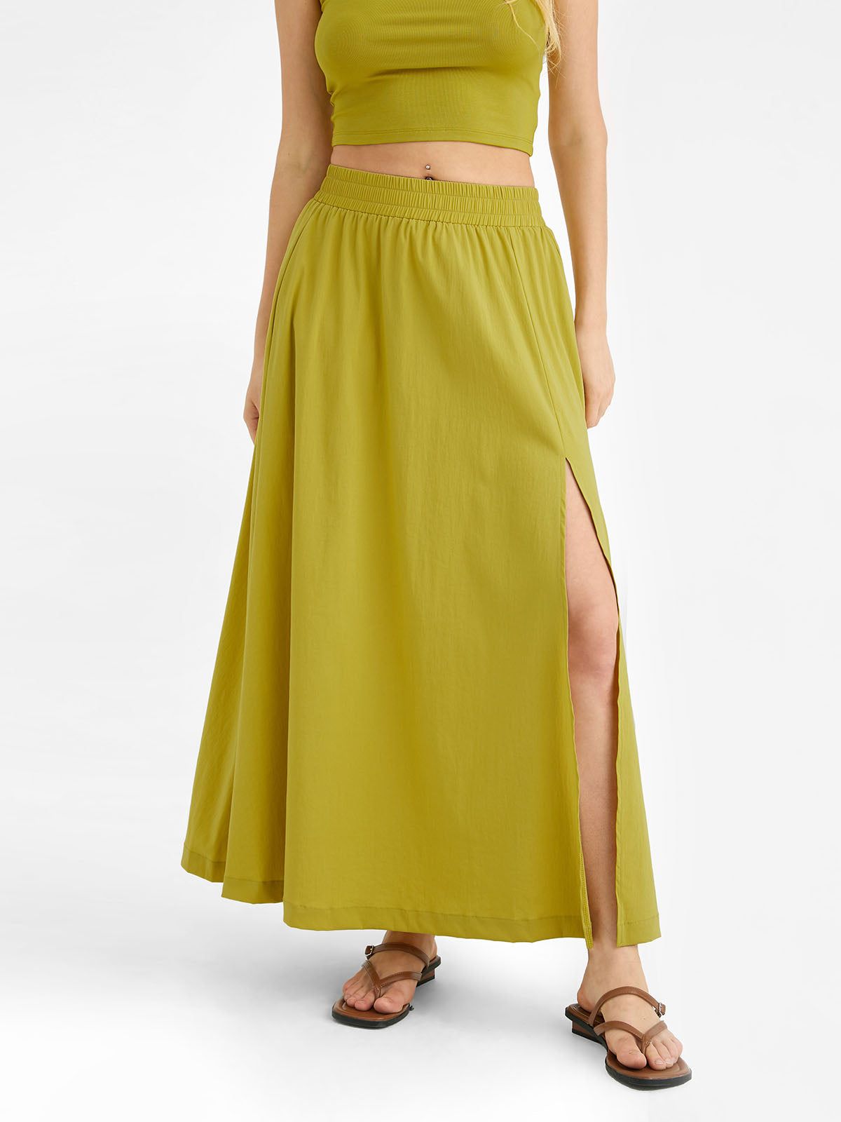 Elastic Slit Flared Maxi Skirt sold by ogl move
