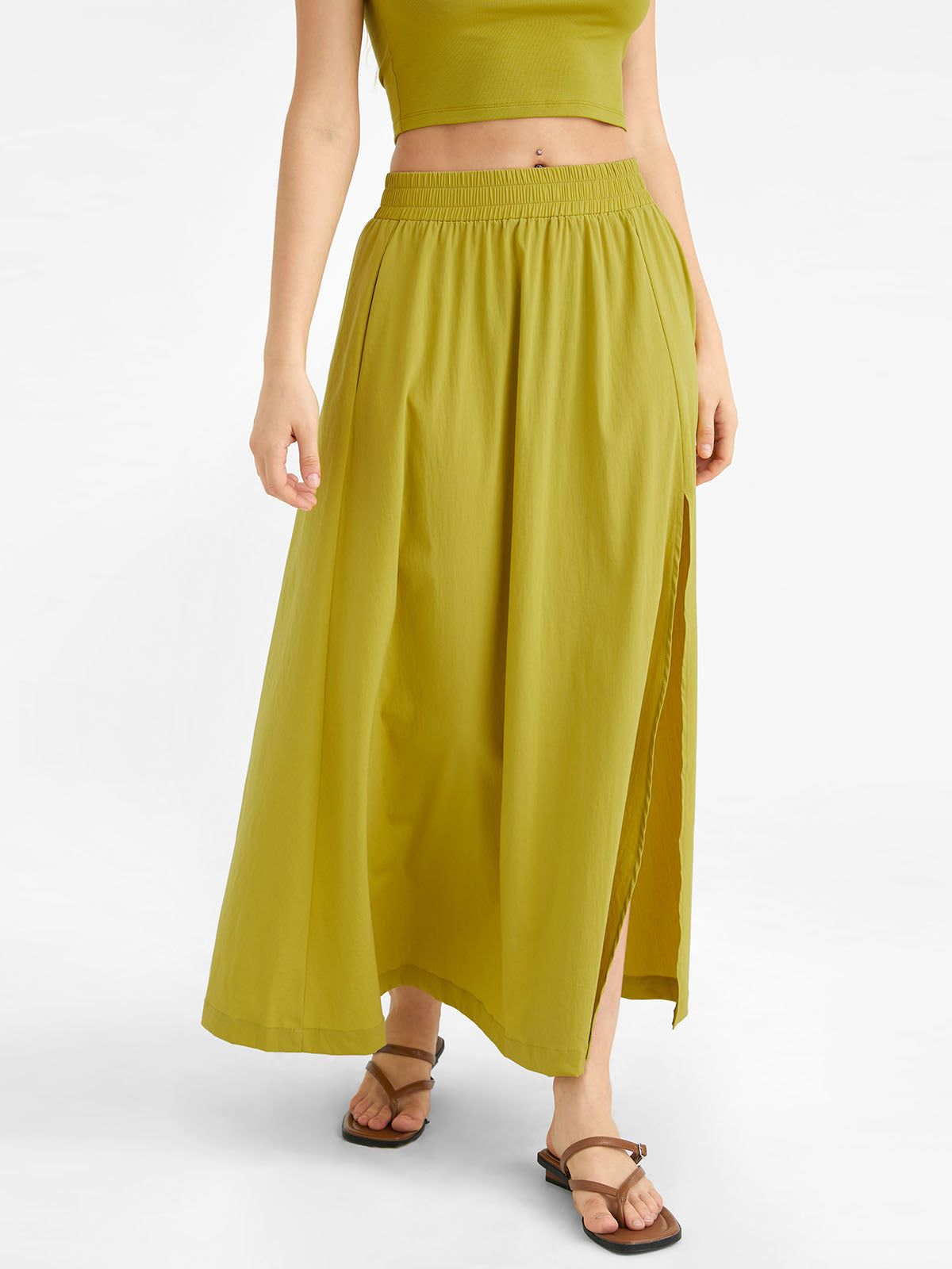 Elastic Slit Flared Maxi Skirt sold by ogl move product image thumbnail 4