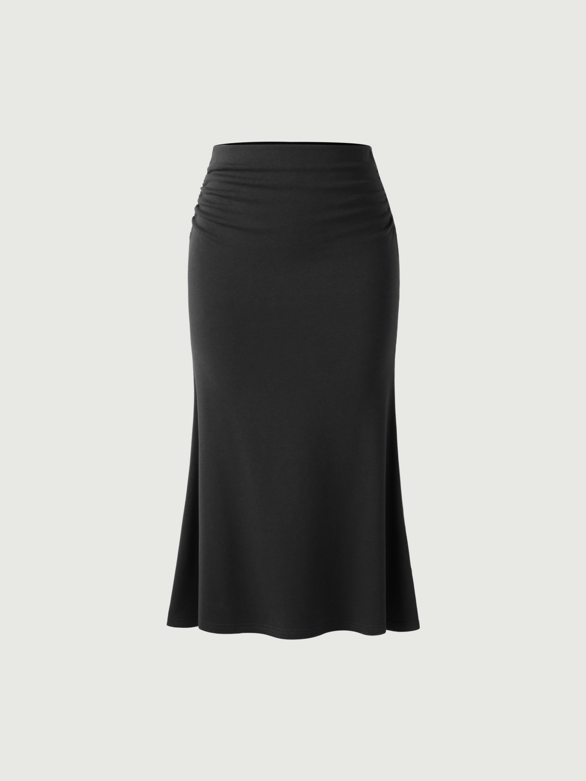 Petite Ruched Side Mermaid Maxi Skirt-Brushed Inside sold by ogl move product image thumbnail 2